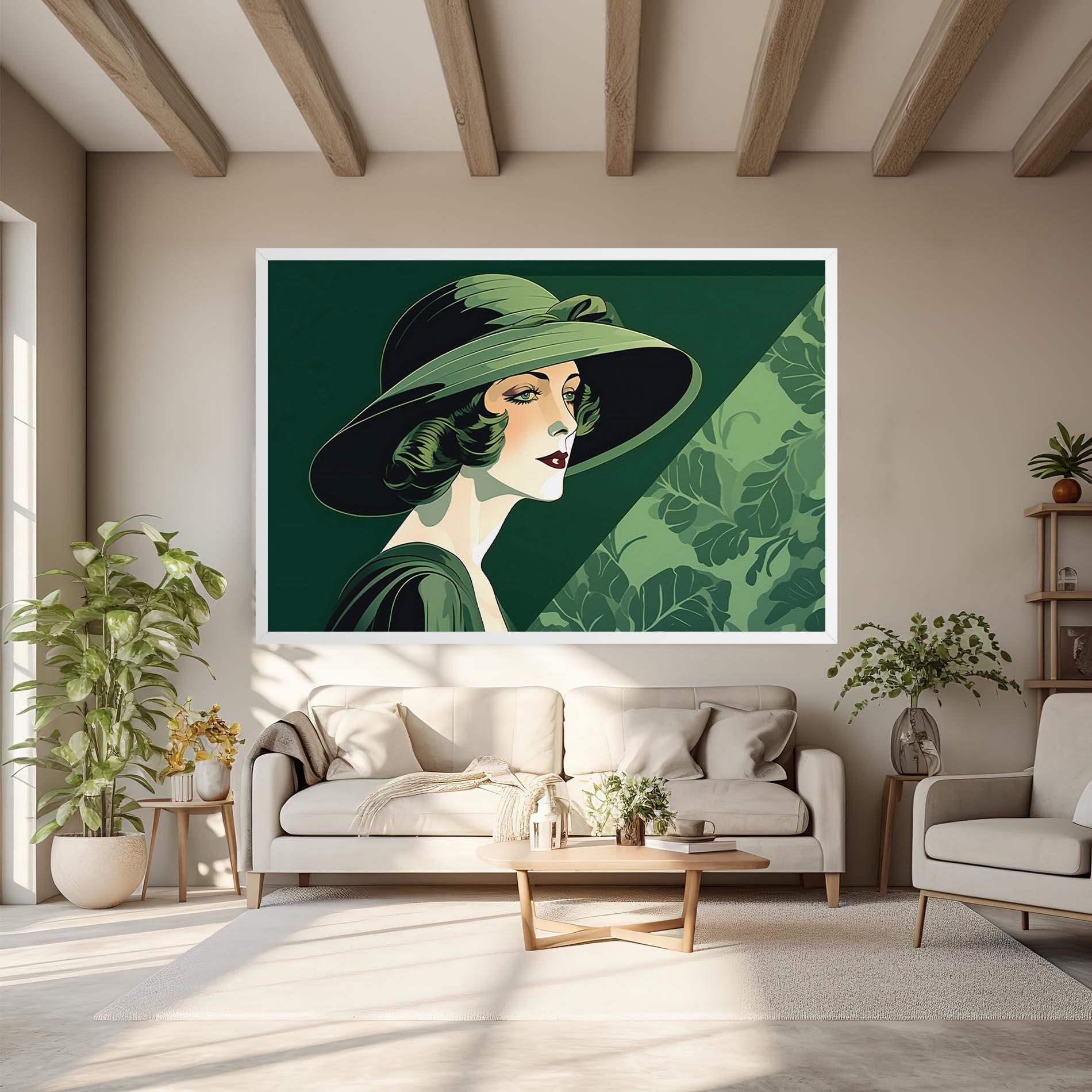Leinwandbild Green Woman Painting mockup 6