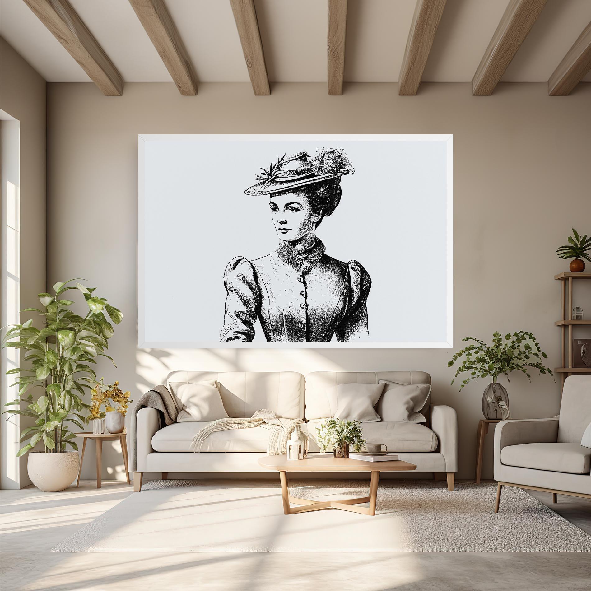 Leinwandbild Noble Lady Hat mockup 6