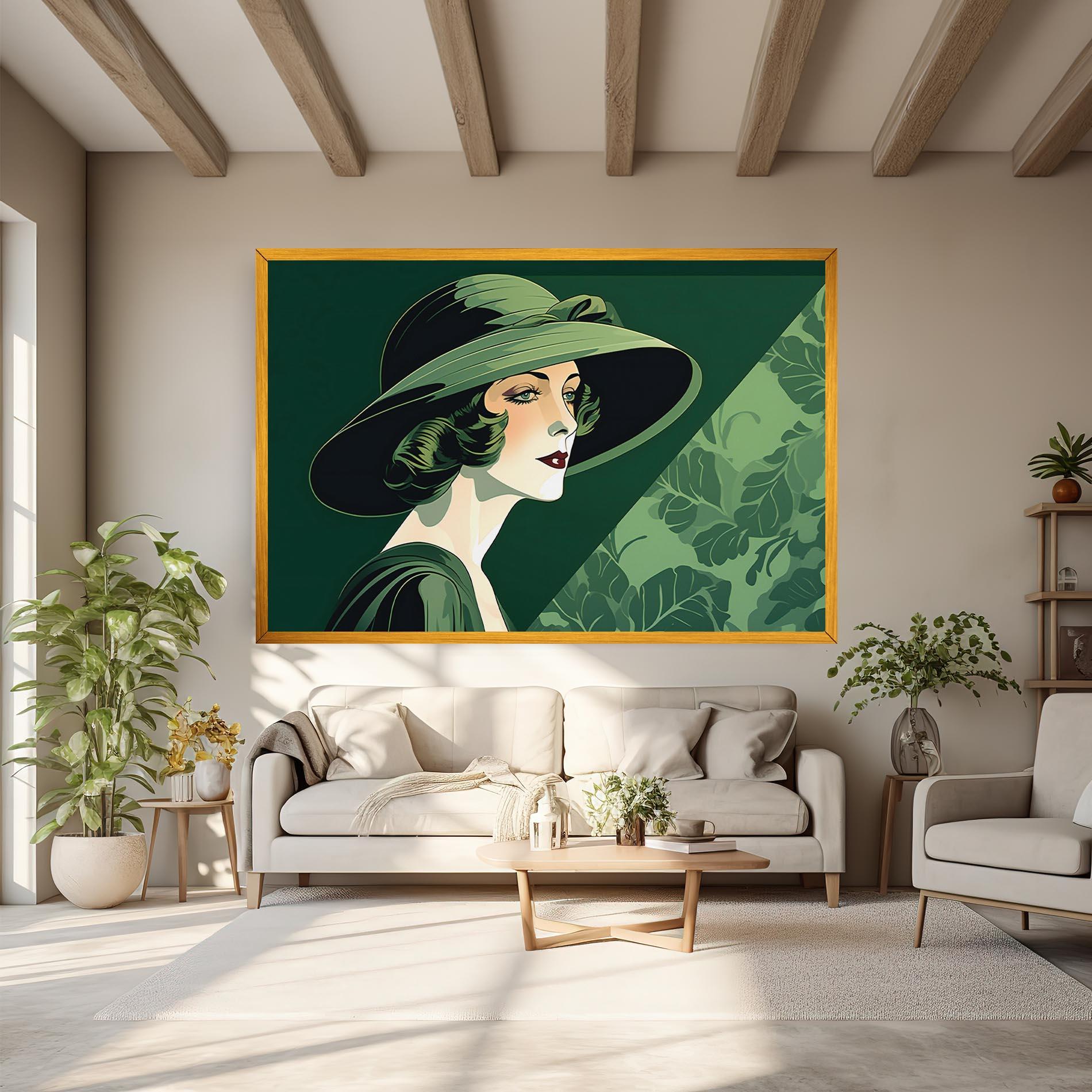 Leinwandbild Green Woman Painting mockup 6