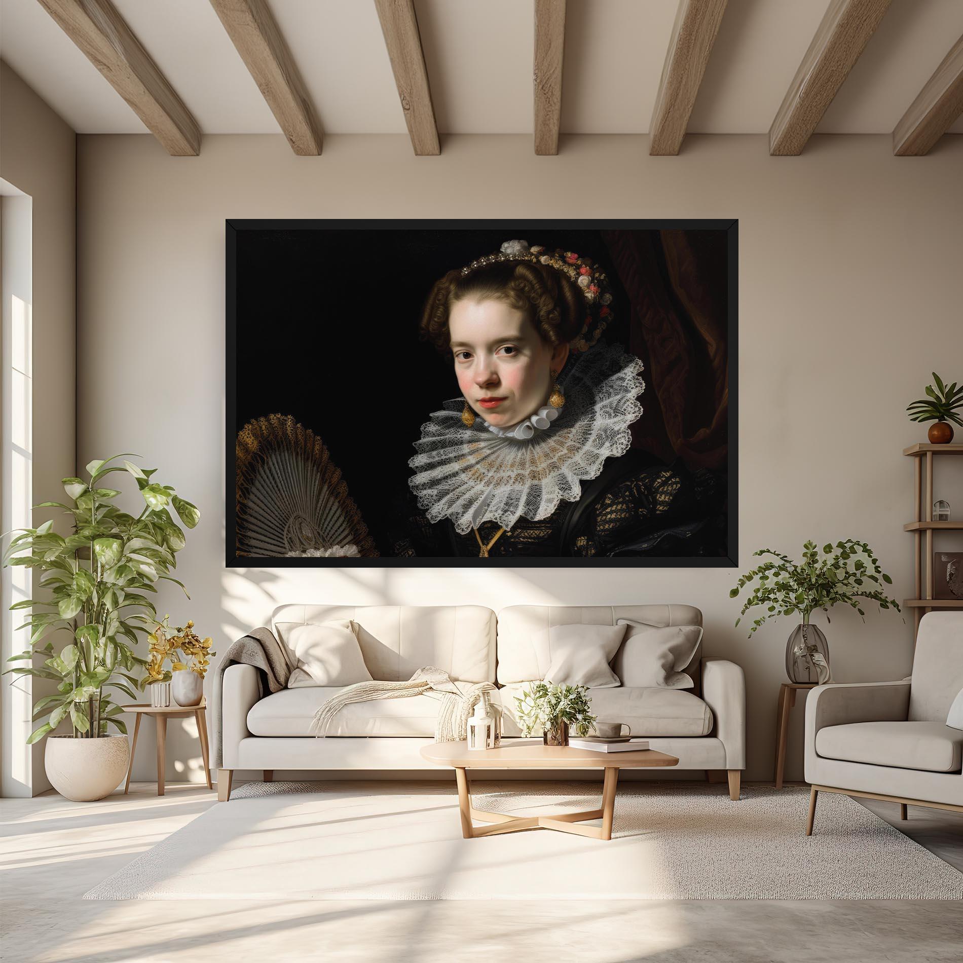 Leinwandbild Baroque Lady Portrait mockup 6