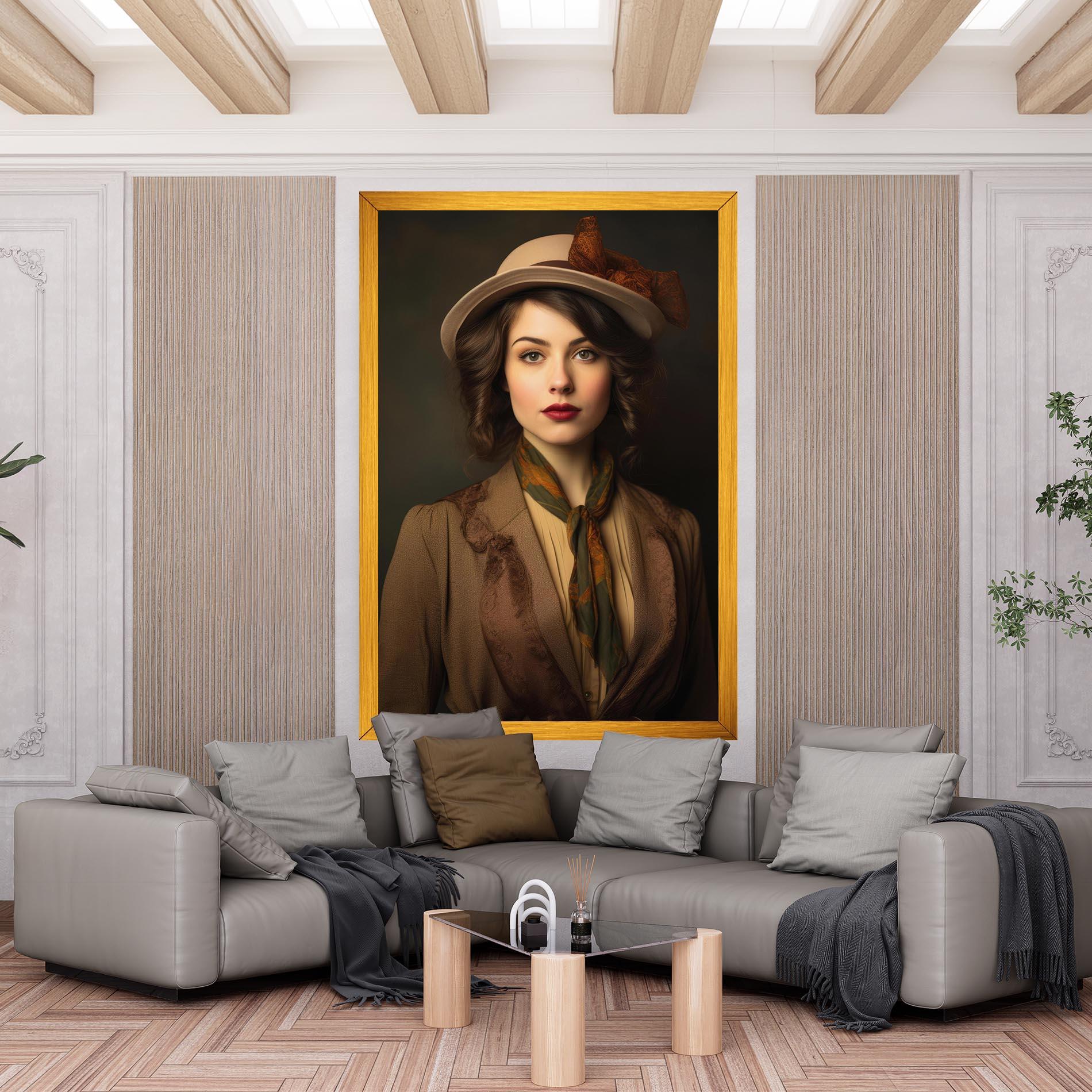 Leinwandbild Cream Vintage Hat mockup 6