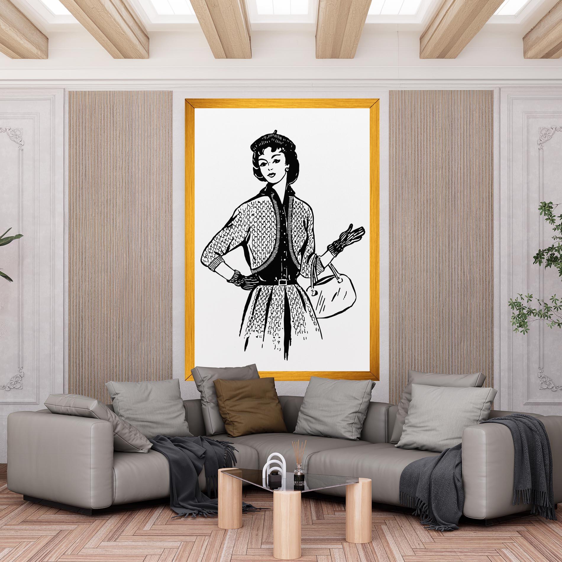 Leinwandbild Vintage Woman Line mockup 6