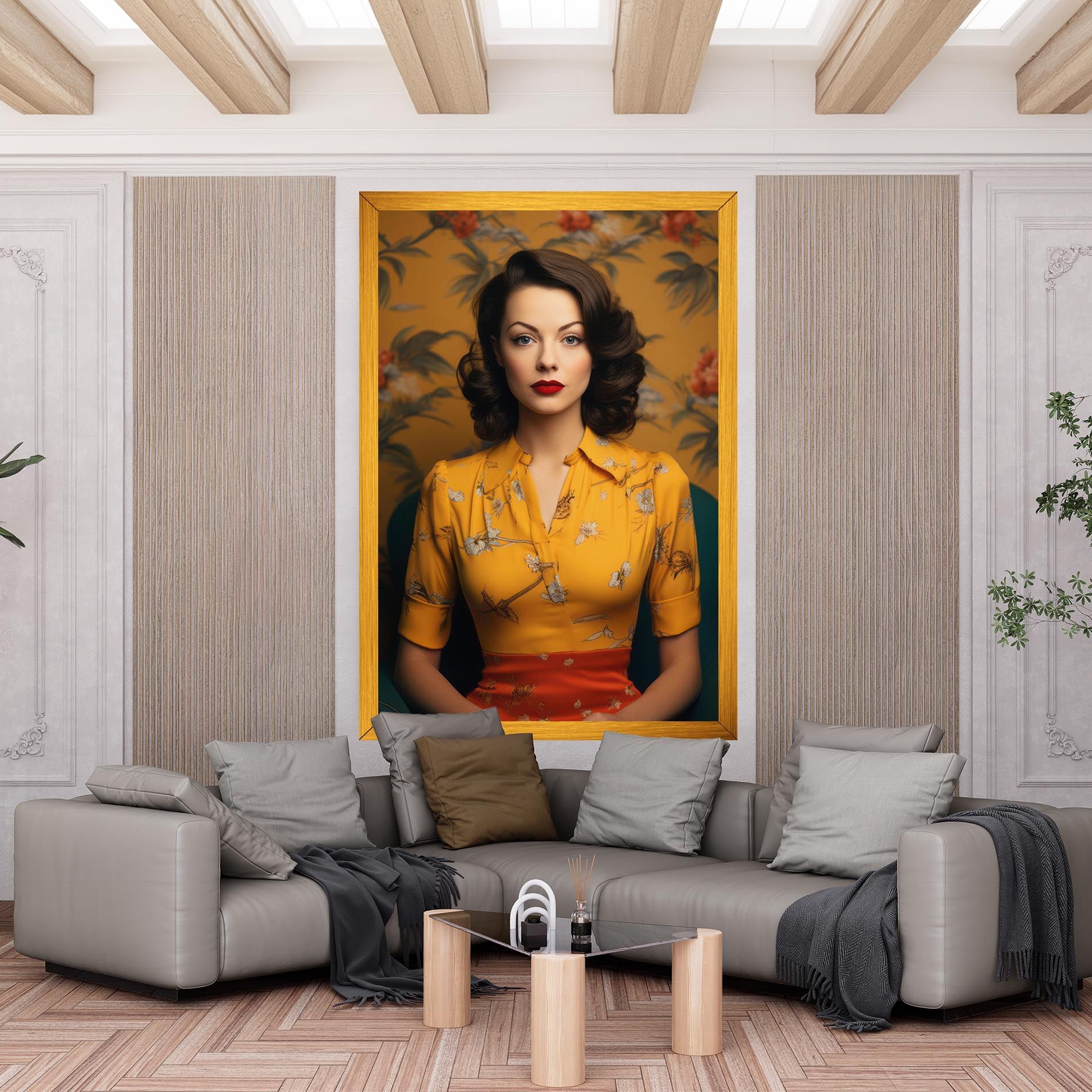 Yellow Red Dress mockup 6