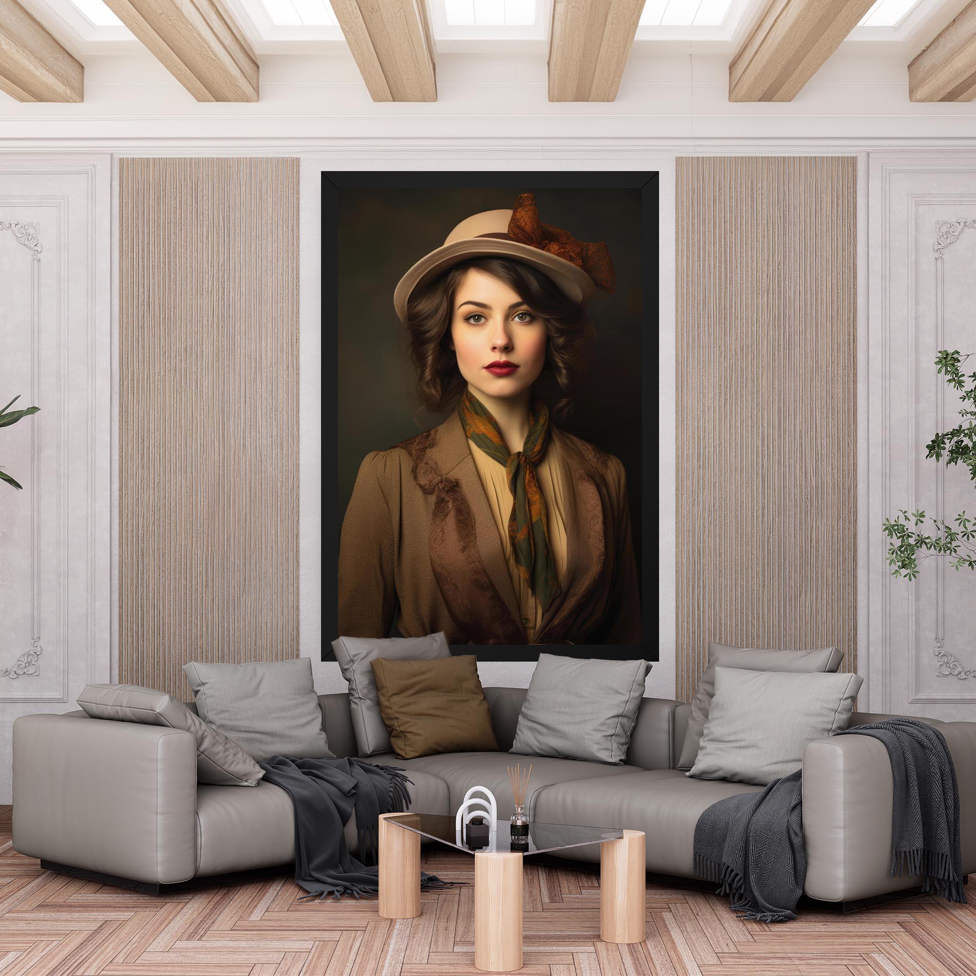 Leinwandbild Cream Vintage Hat mockup 6