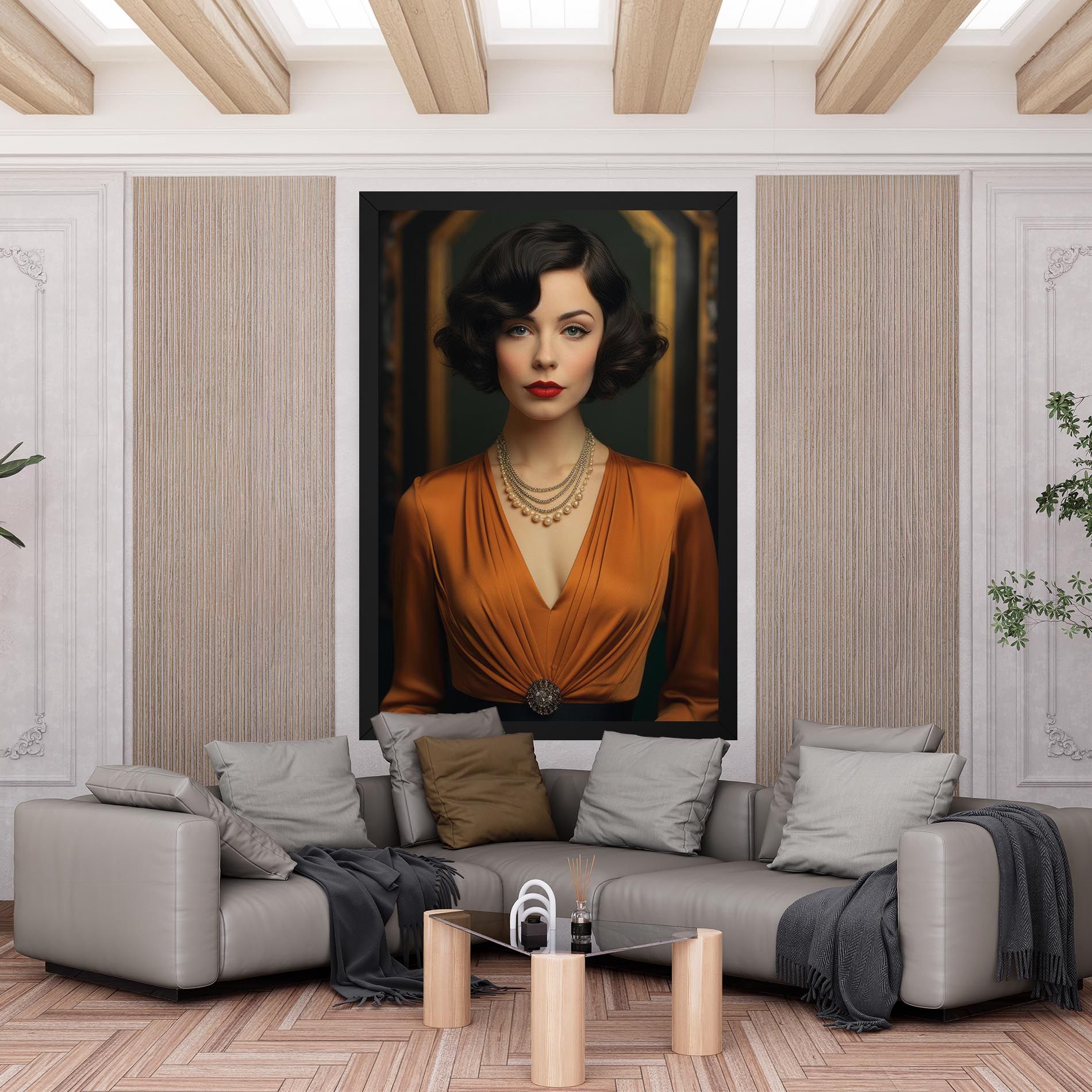 Orange Blouse Pearls mockup 6