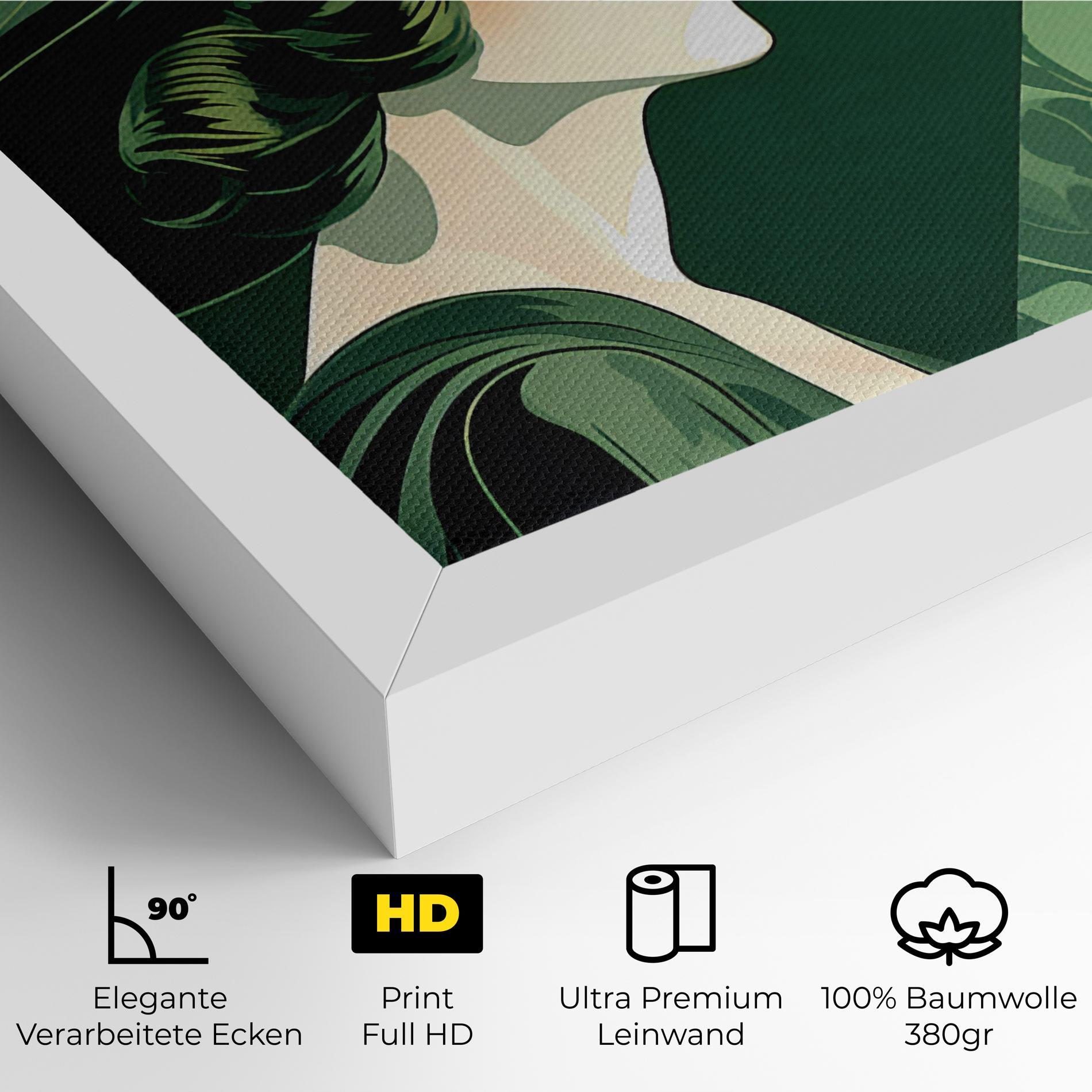 Leinwandbild Green Woman Painting mockup 4