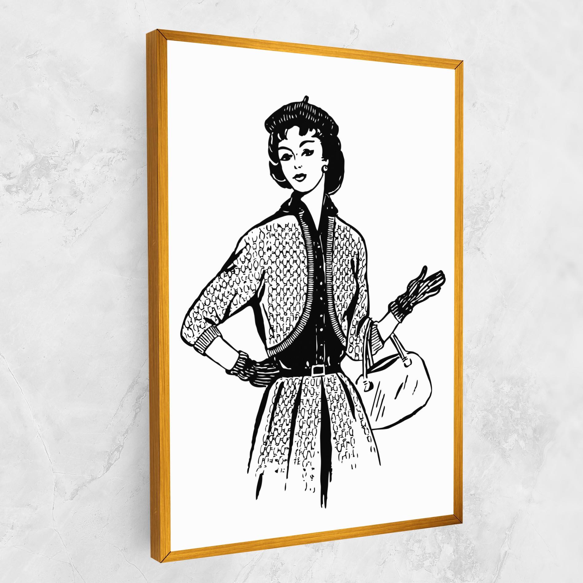 Leinwandbild Vintage Woman Line mockup 1