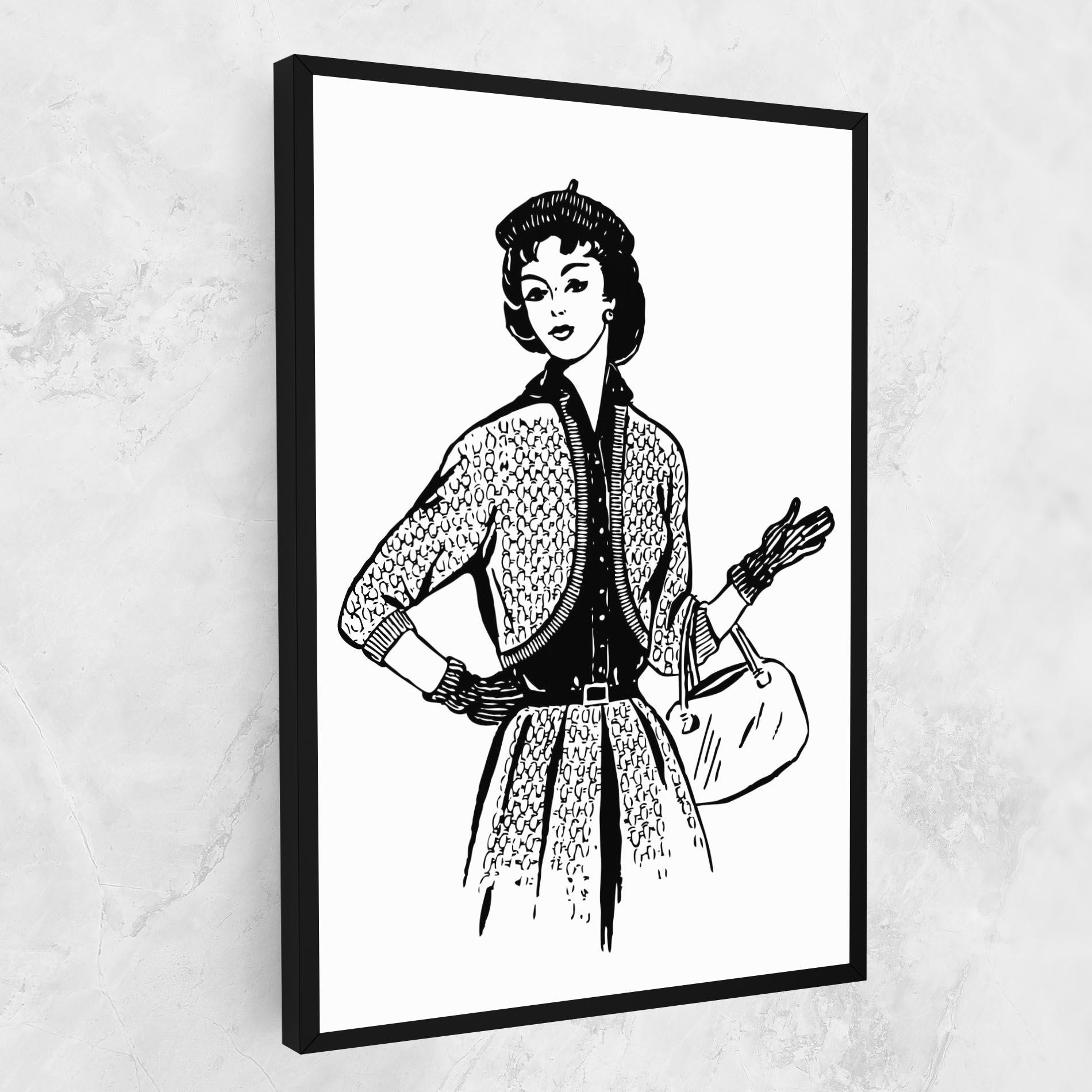 Leinwandbild Vintage Woman Line mockup 1