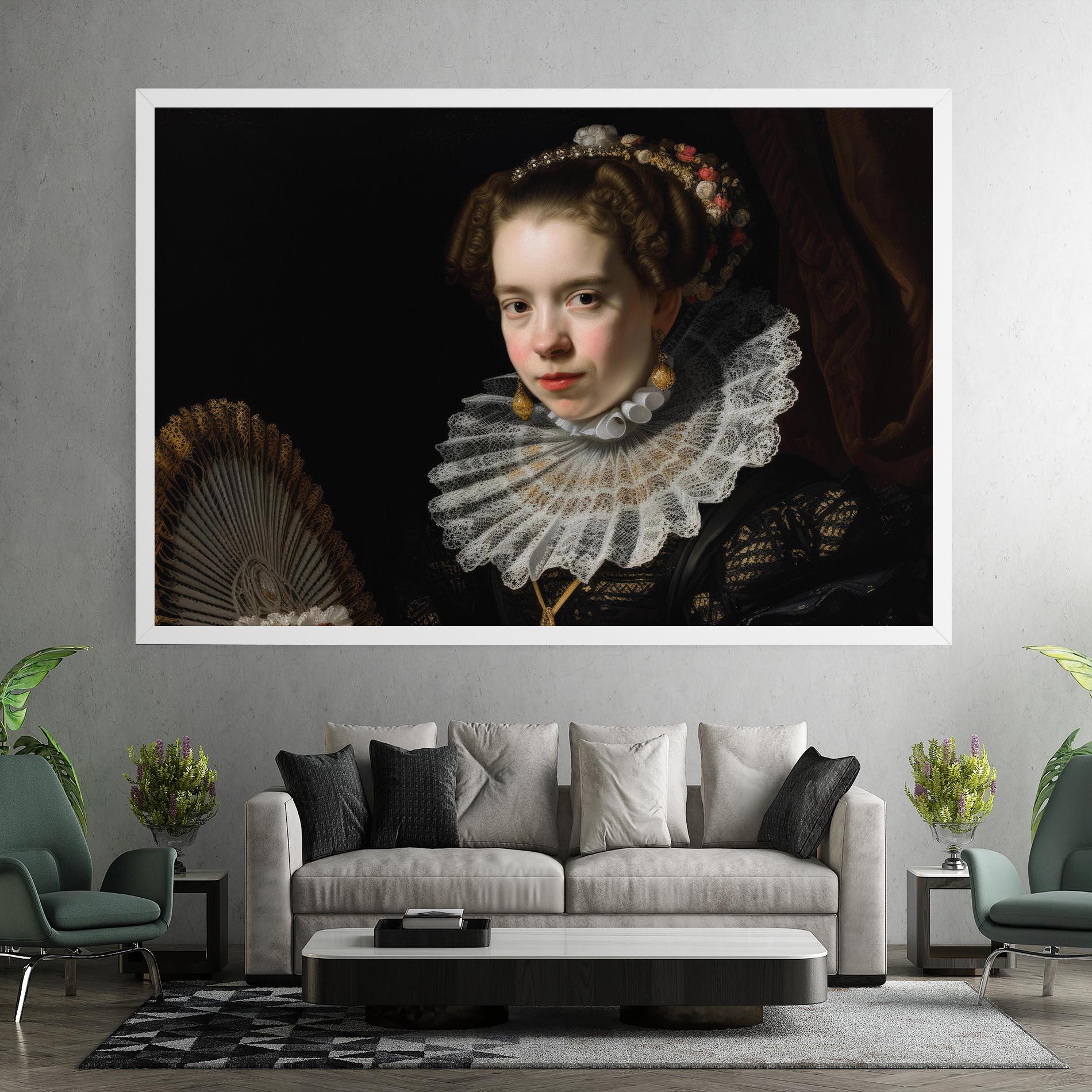 Leinwandbild Baroque Lady Portrait mockup 7