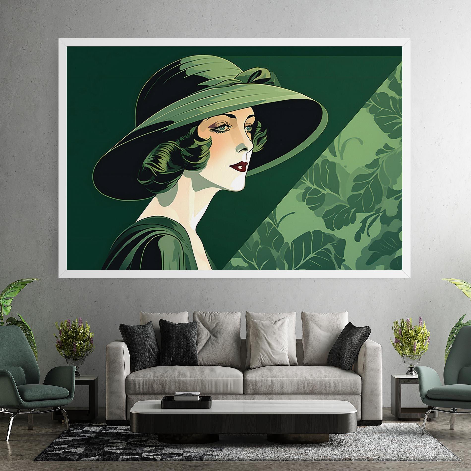 Leinwandbild Green Woman Painting mockup 7