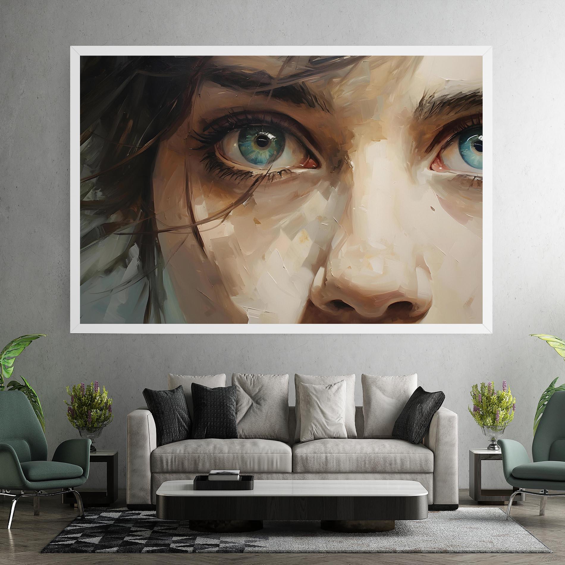 Leinwandbild Vintage Blue Eyes Art mockup 7