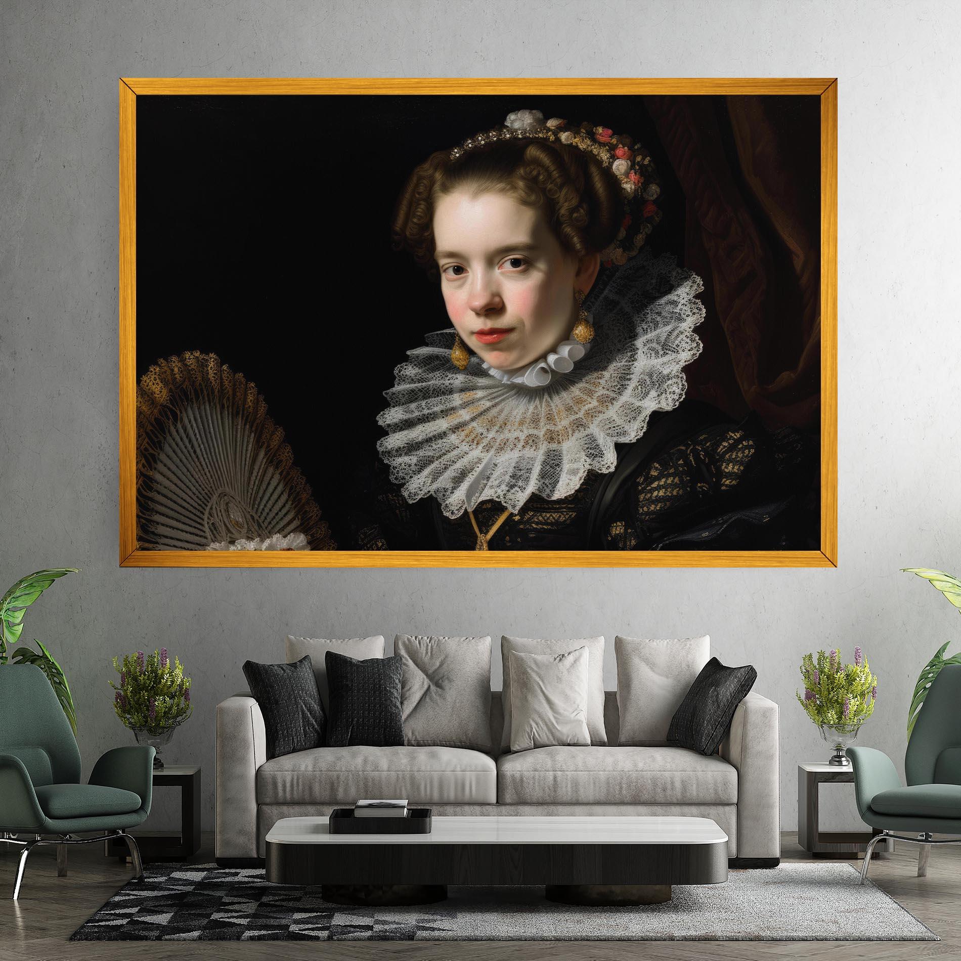 Leinwandbild Baroque Lady Portrait mockup 7