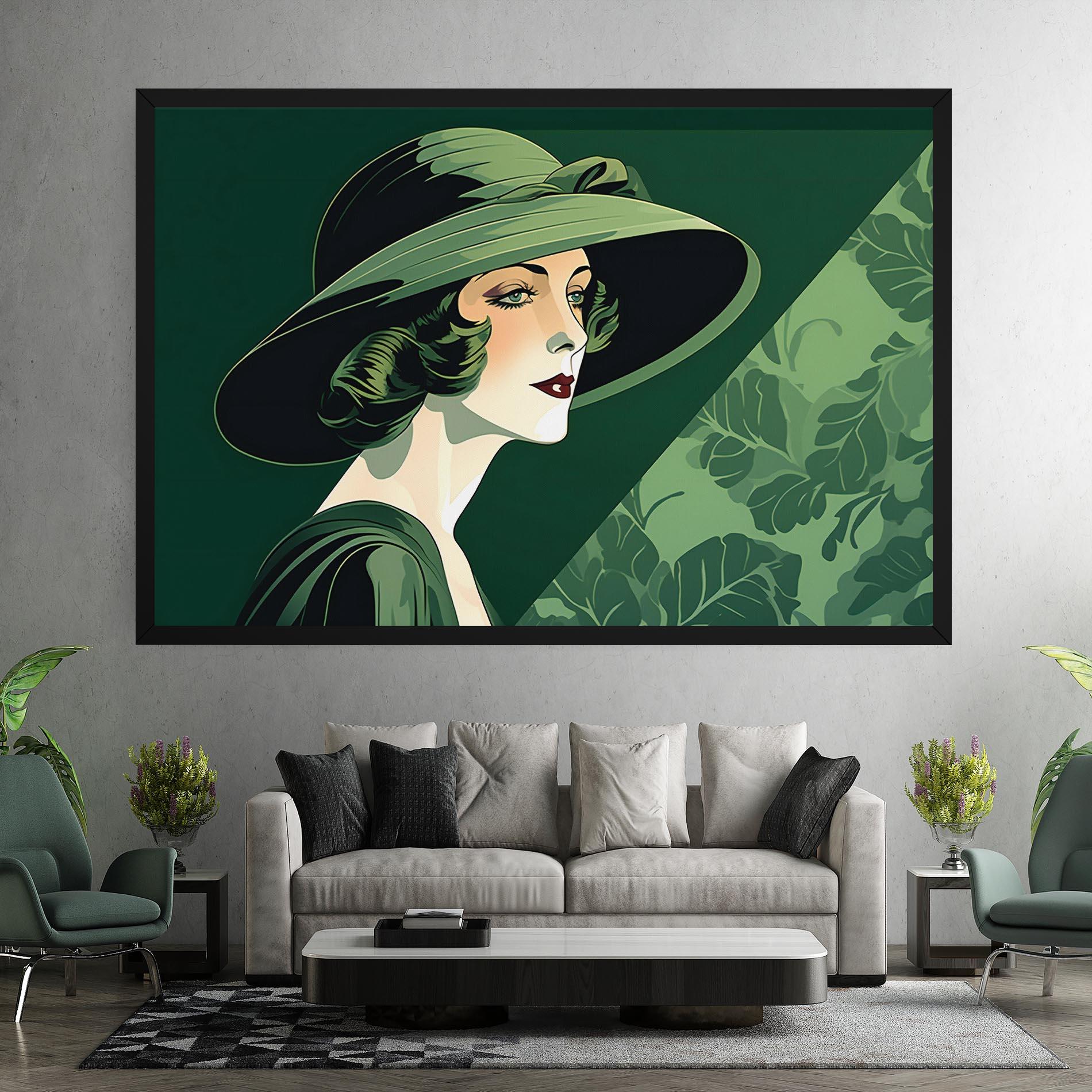 Leinwandbild Green Woman Painting mockup 7