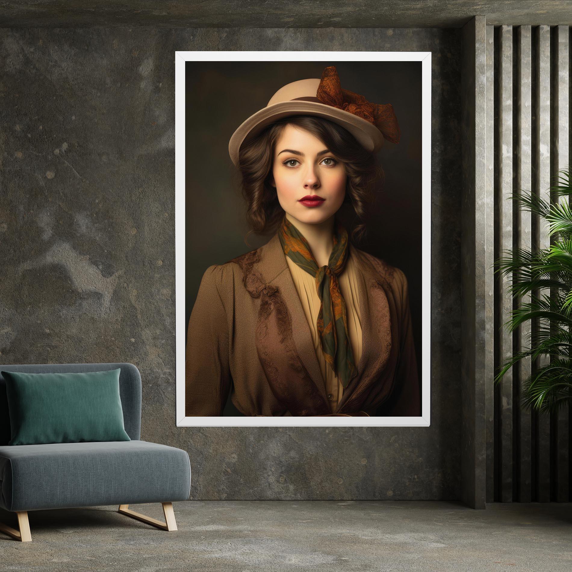 Leinwandbild Cream Vintage Hat mockup 7