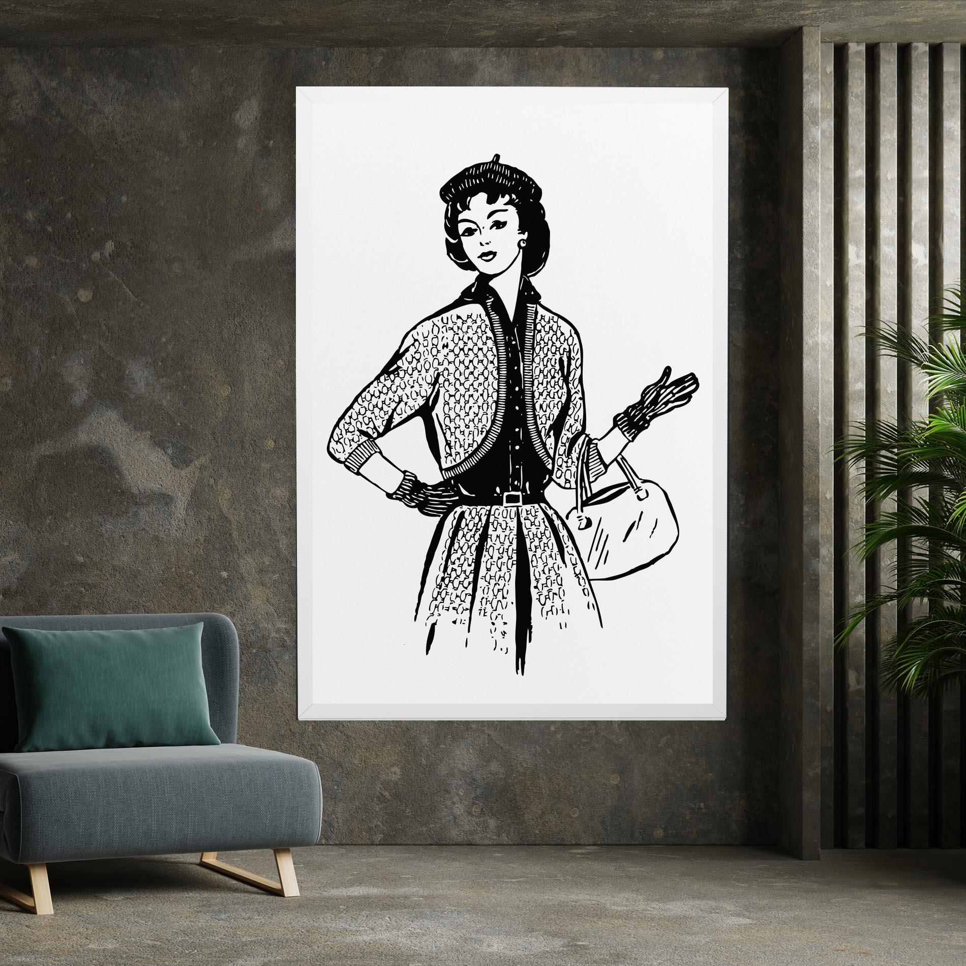 Leinwandbild Vintage Woman Line mockup 7