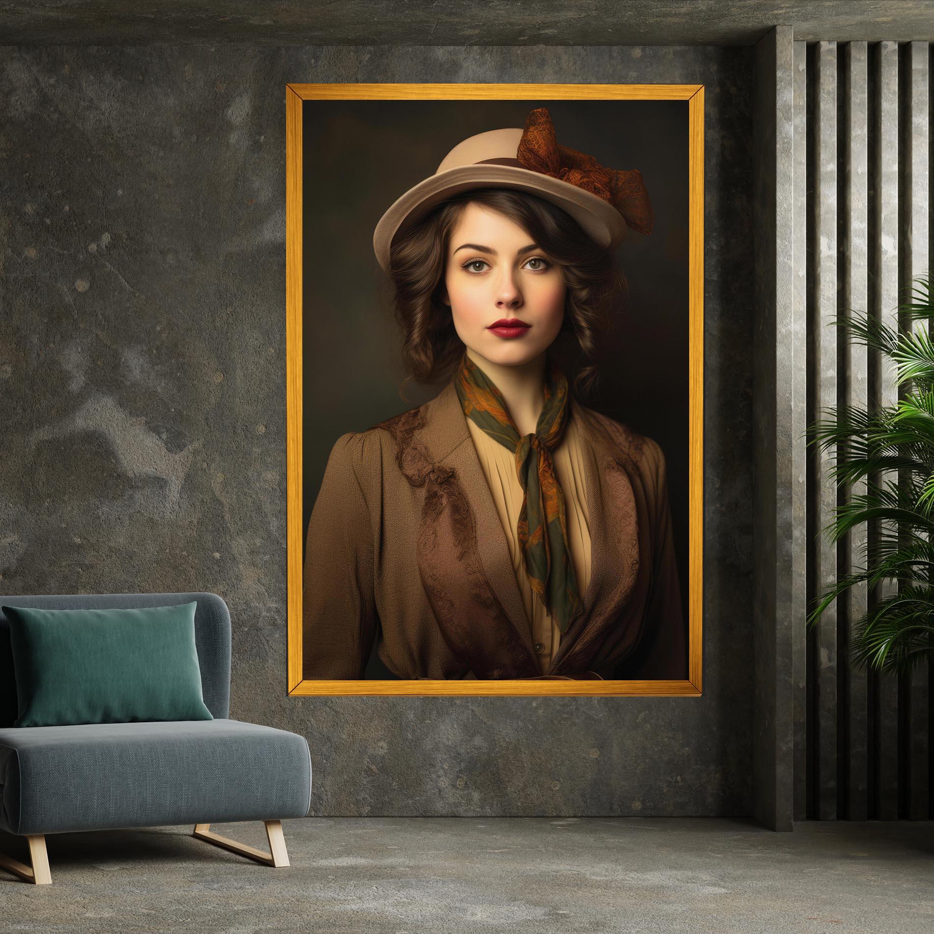 Leinwandbild Cream Vintage Hat mockup 7