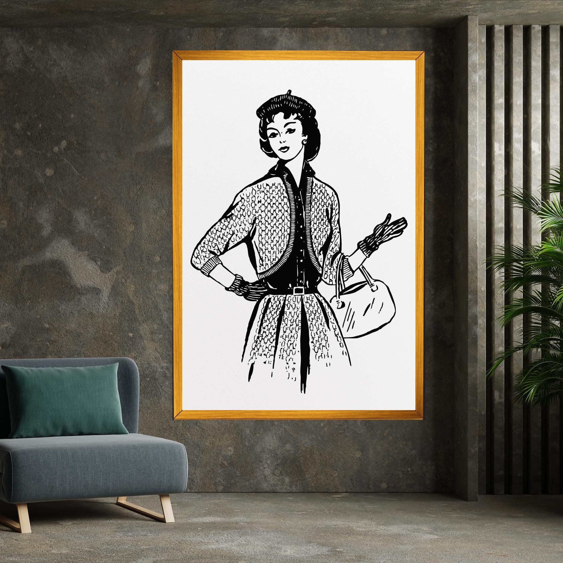 Leinwandbild Vintage Woman Line mockup 7