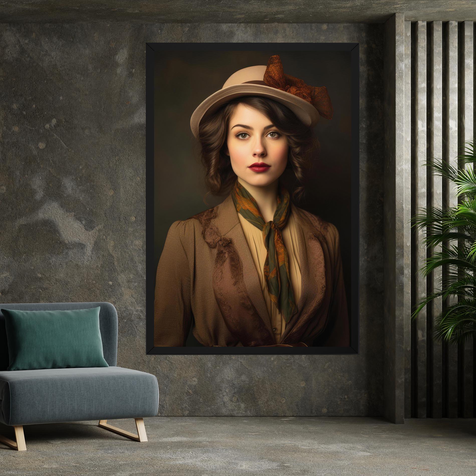 Leinwandbild Cream Vintage Hat mockup 7