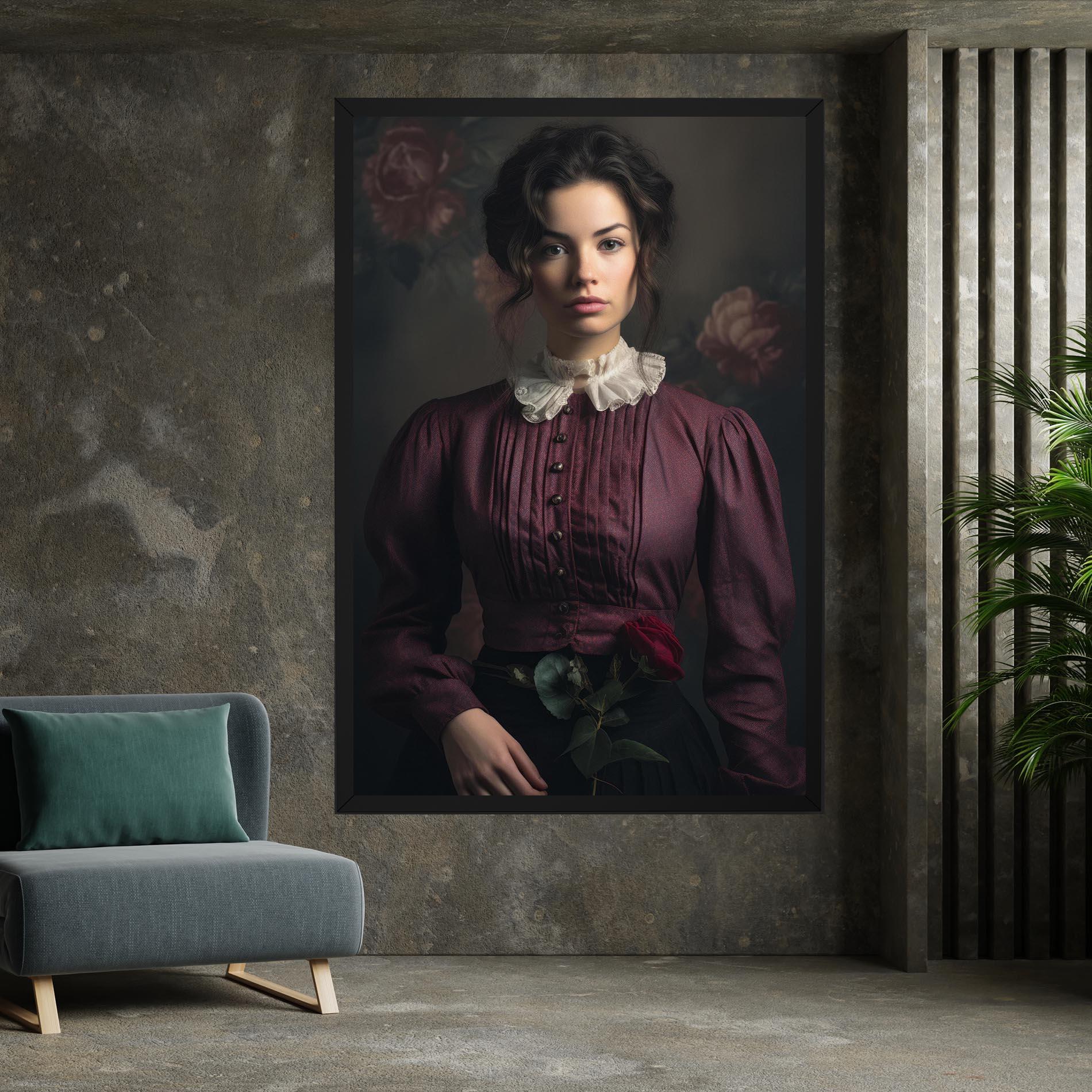 Leinwandbild Holding Vintage Rose mockup 7