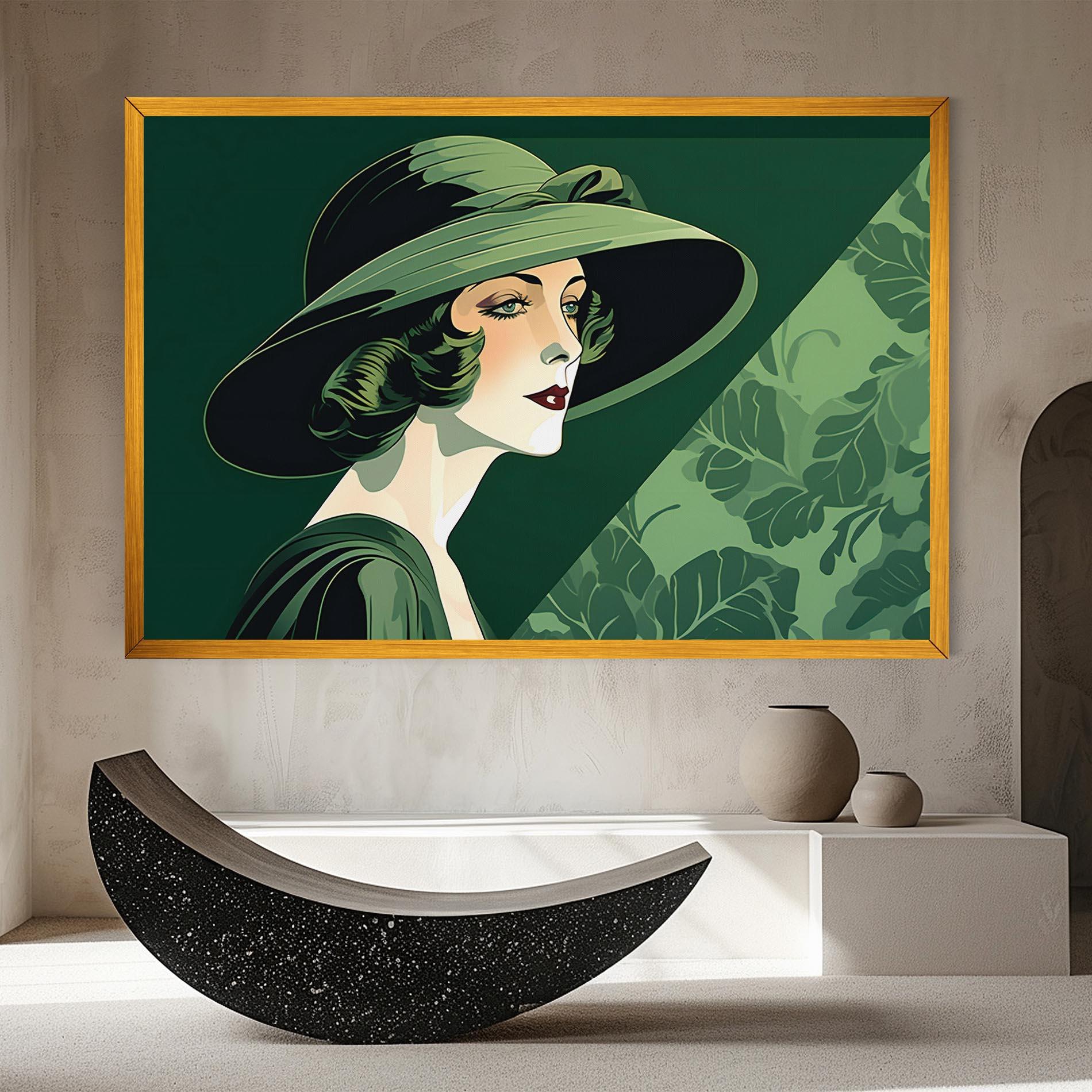 Leinwandbild Green Woman Painting mockup 8