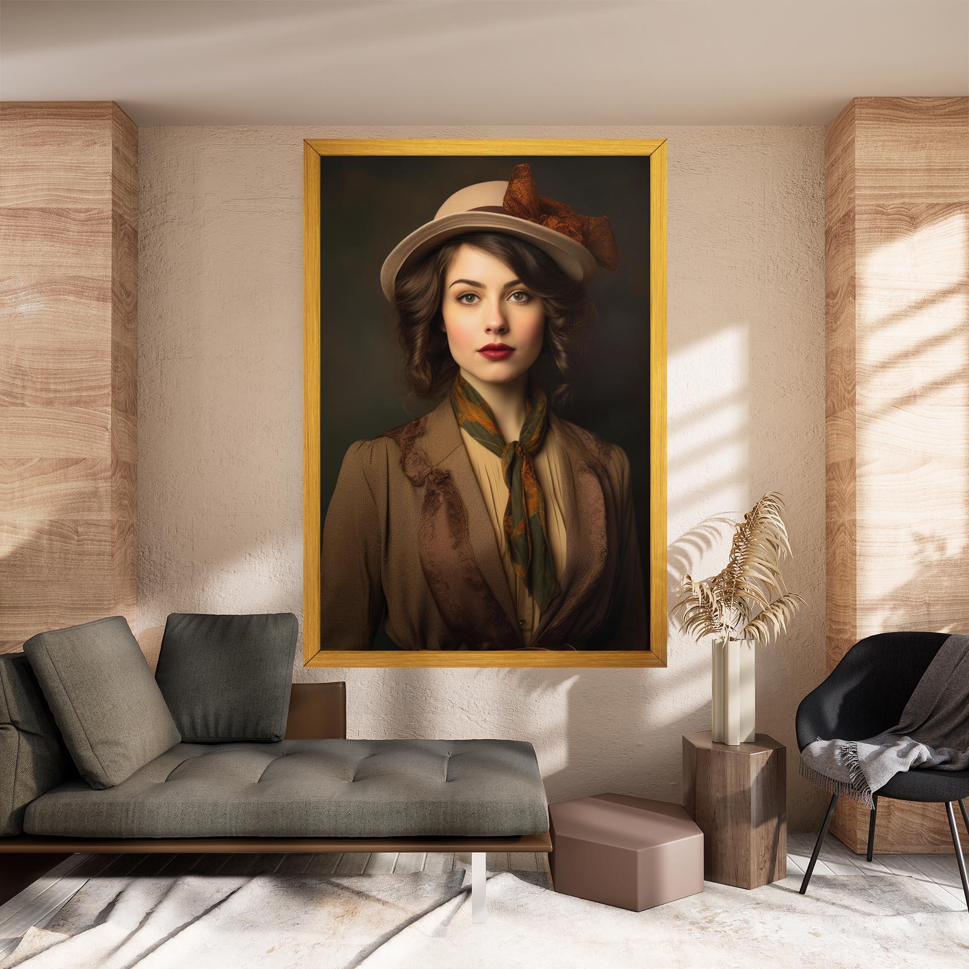 Leinwandbild Cream Vintage Hat mockup 8