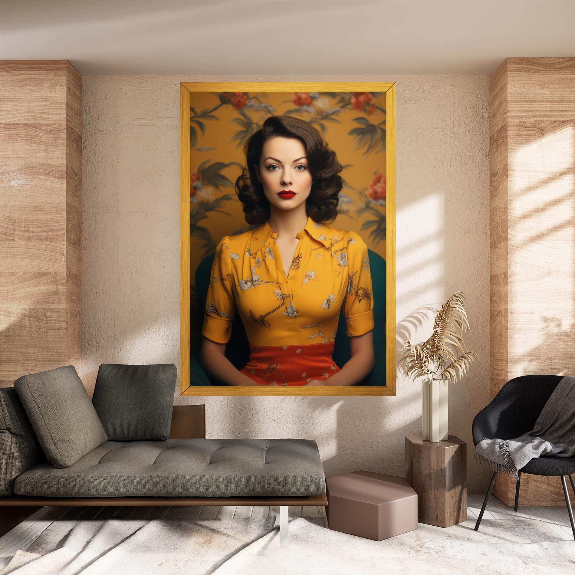 Yellow Red Dress mockup 8