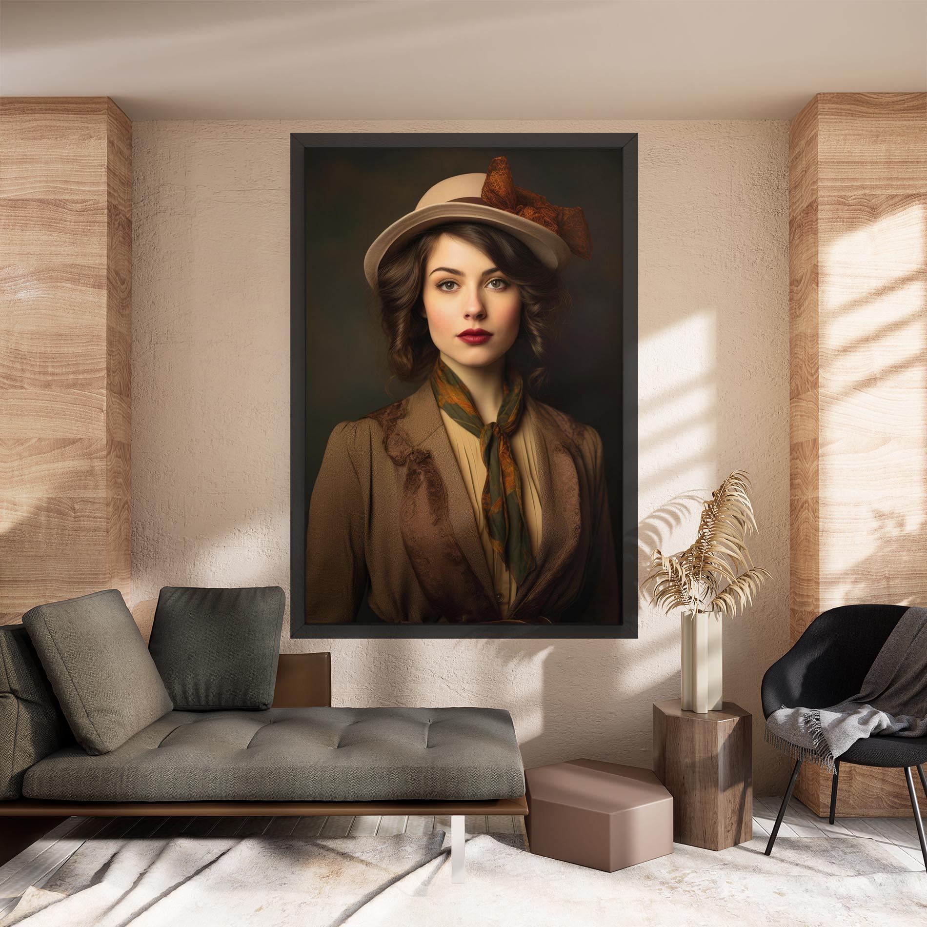 Leinwandbild Cream Vintage Hat mockup 8