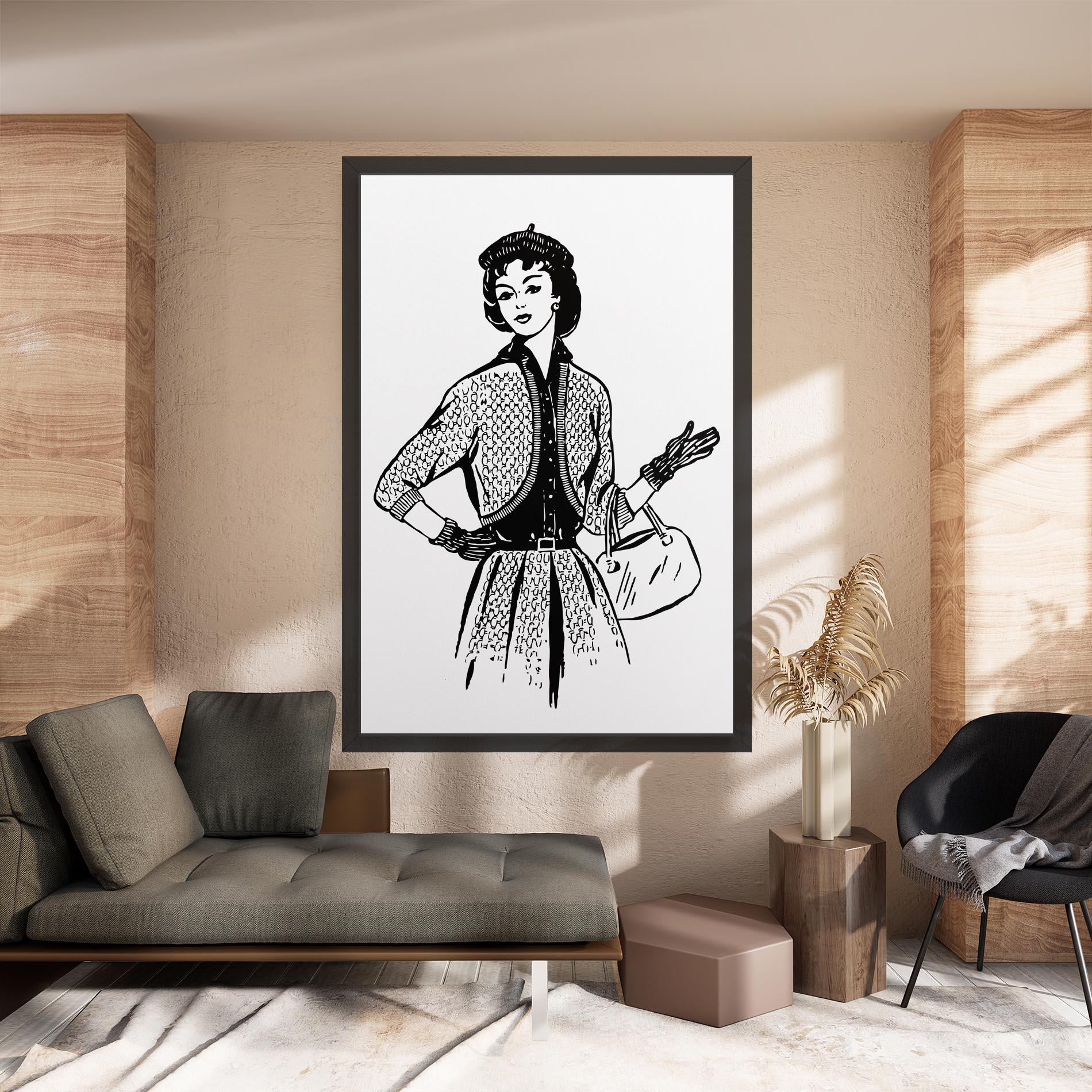 Leinwandbild Vintage Woman Line mockup 8