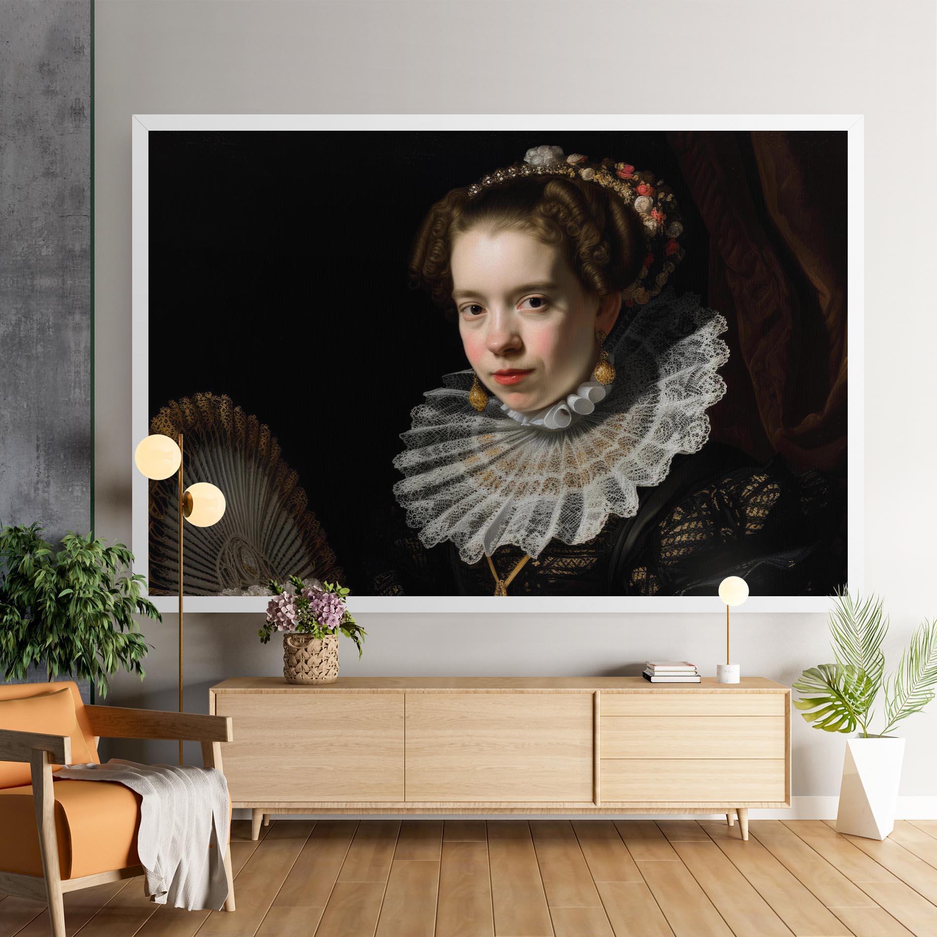 Leinwandbild Baroque Lady Portrait mockup 9