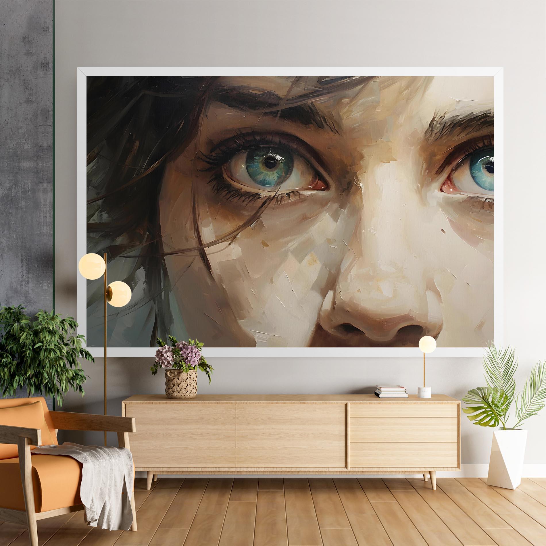 Leinwandbild Vintage Blue Eyes Art mockup 9