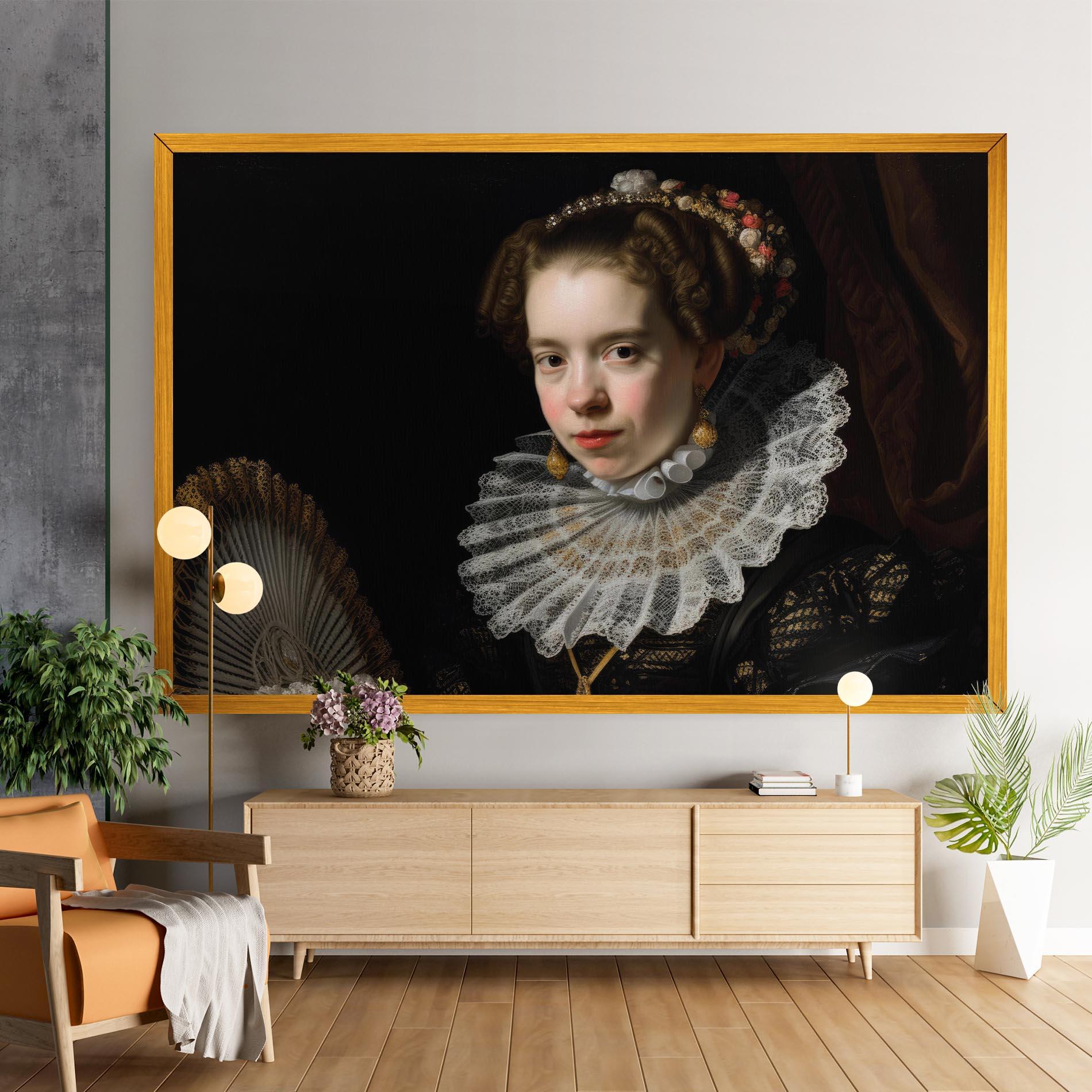 Leinwandbild Baroque Lady Portrait mockup 9