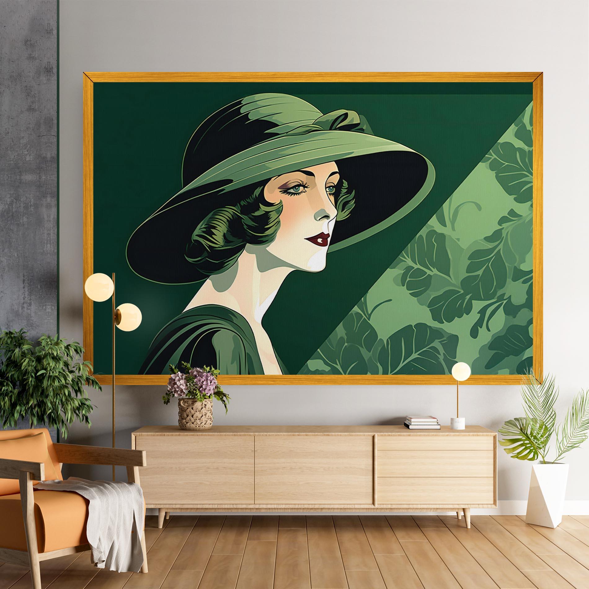Leinwandbild Green Woman Painting mockup 9