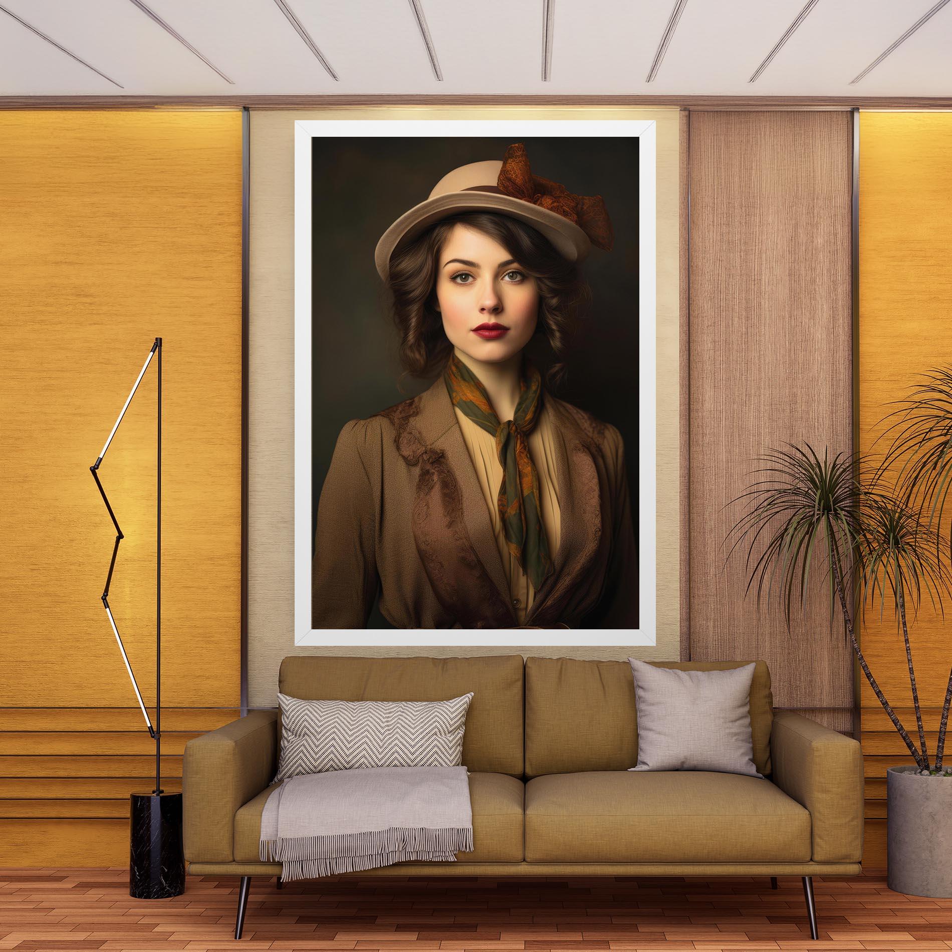 Leinwandbild Cream Vintage Hat mockup 9