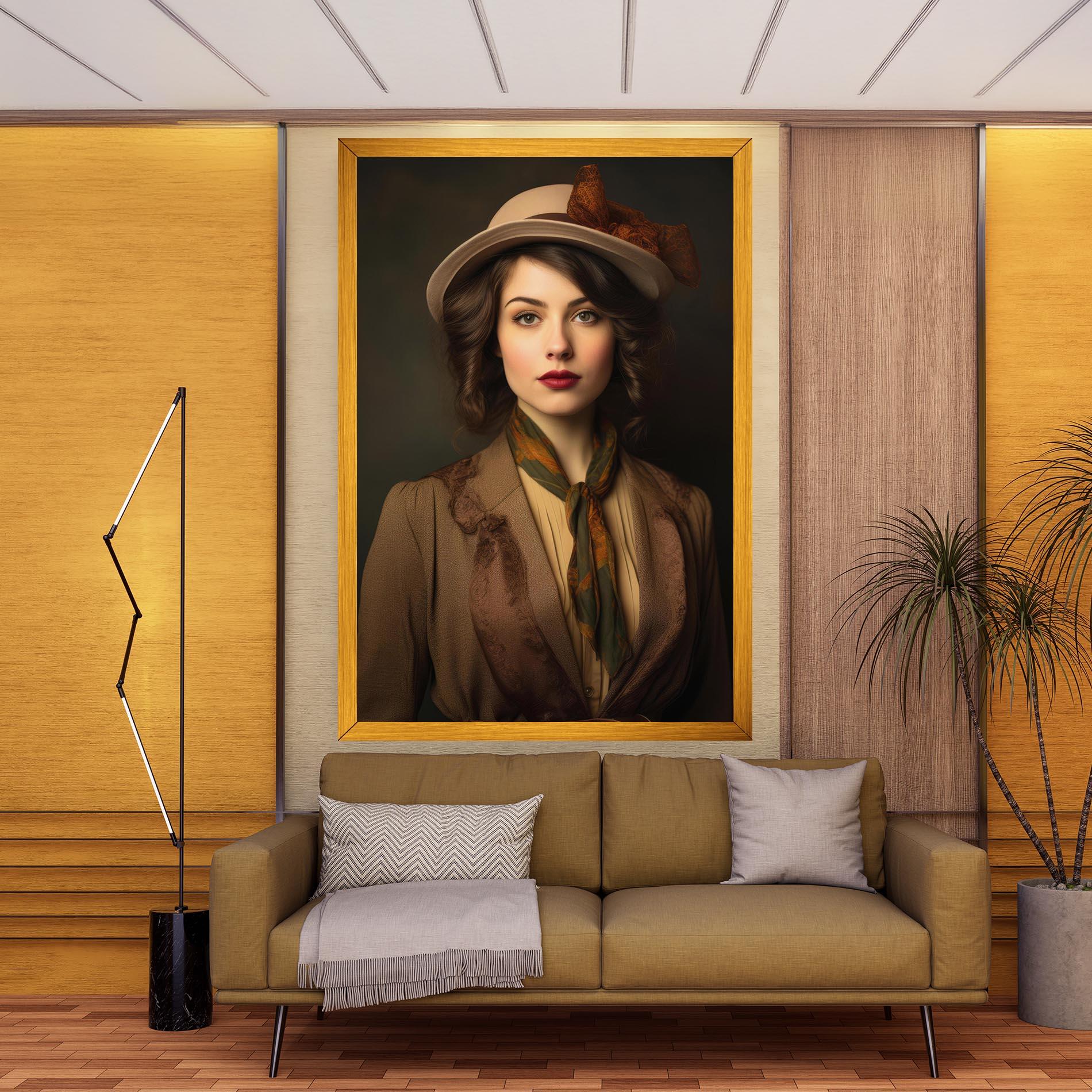 Leinwandbild Cream Vintage Hat mockup 9