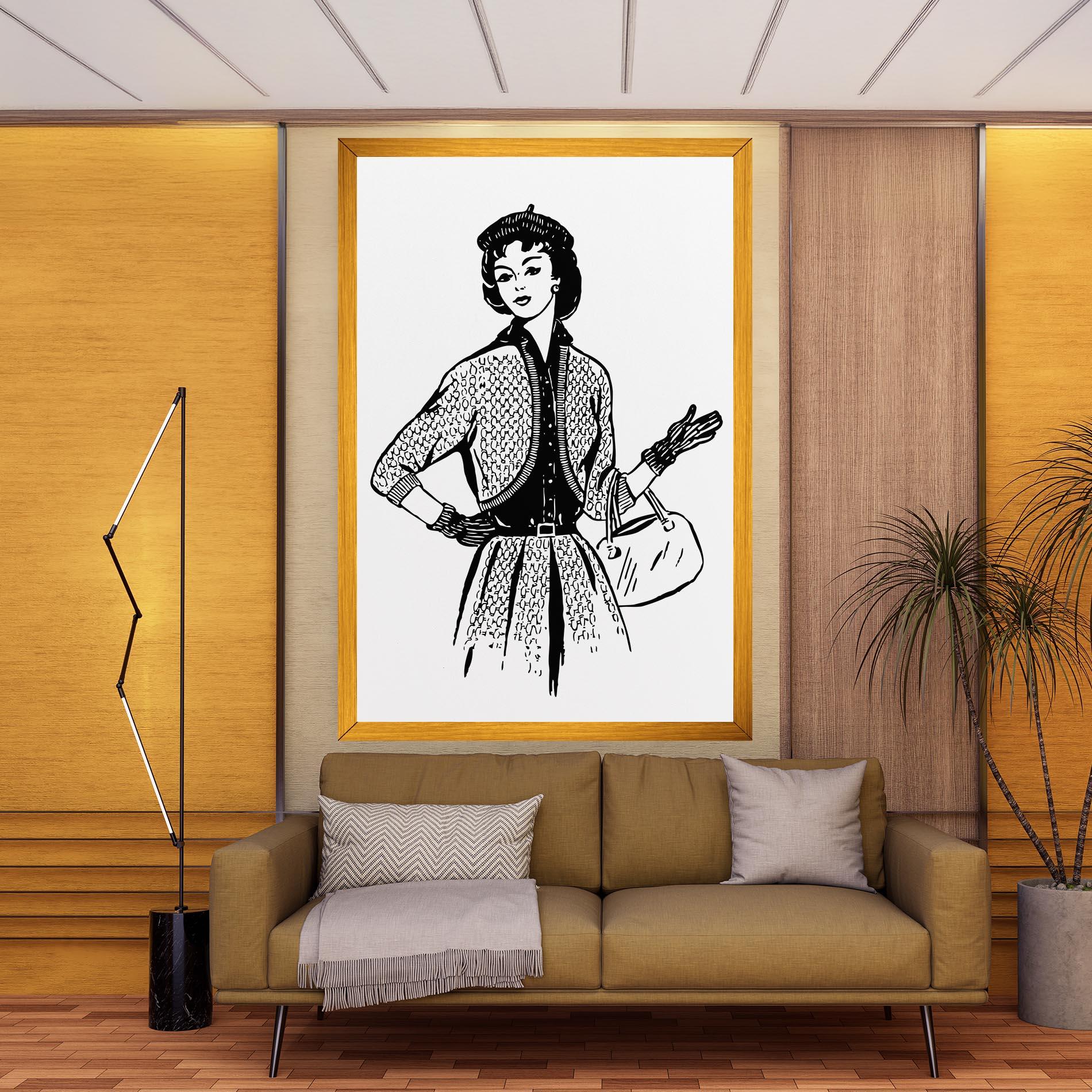 Leinwandbild Vintage Woman Line mockup 9