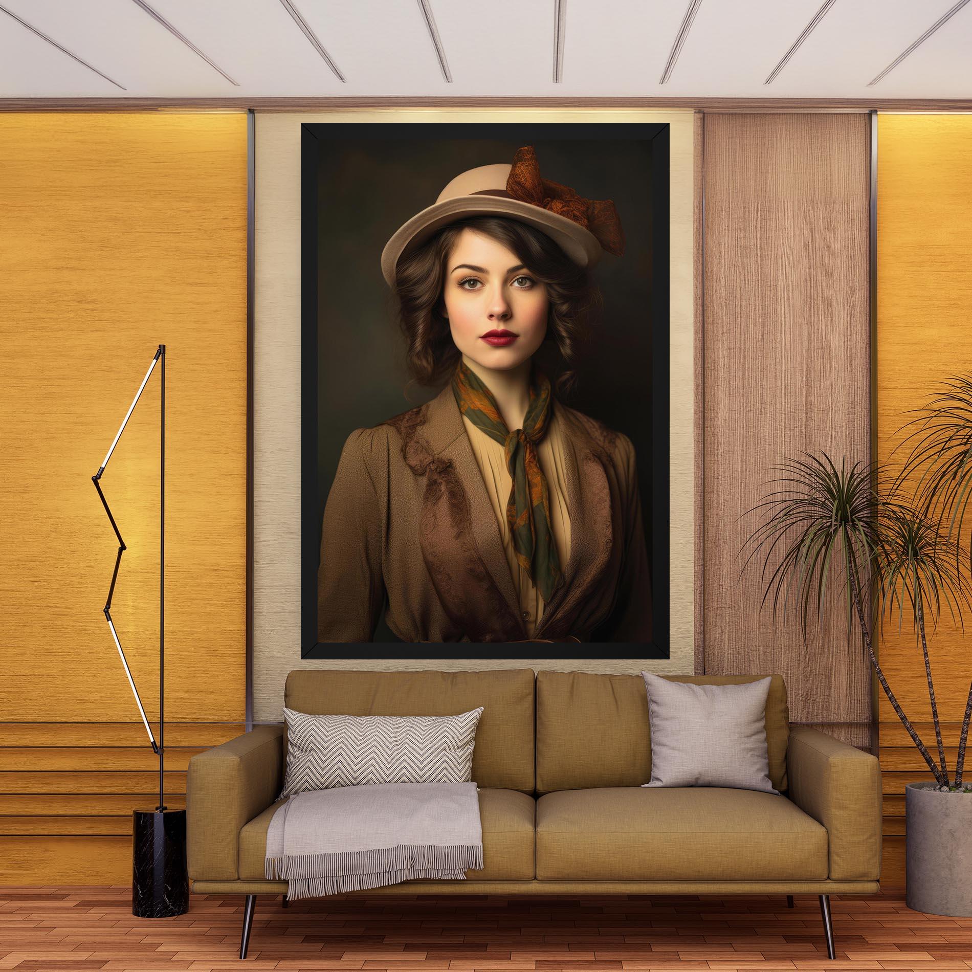 Leinwandbild Cream Vintage Hat mockup 9