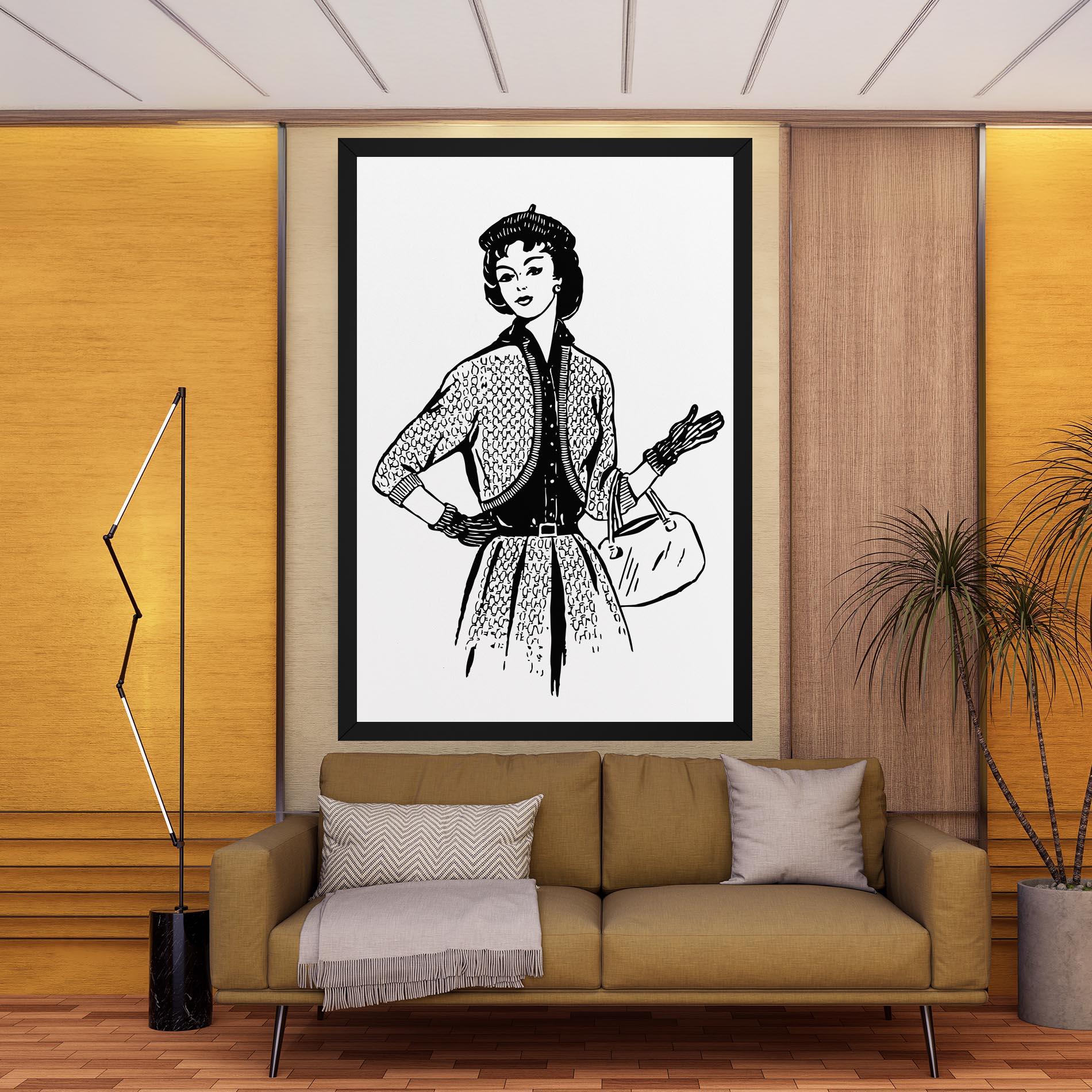 Leinwandbild Vintage Woman Line mockup 9