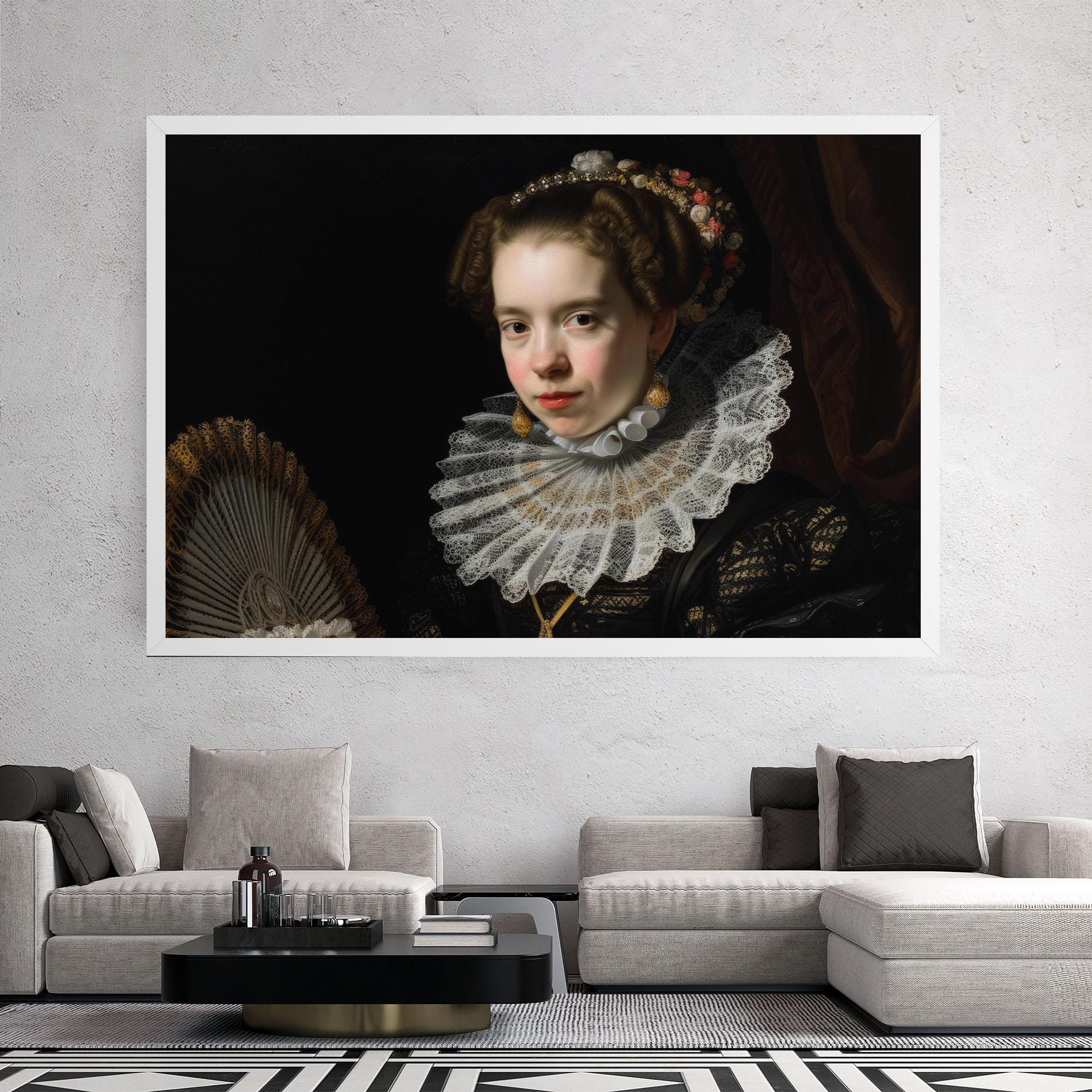Leinwandbild Baroque Lady Portrait mockup 2