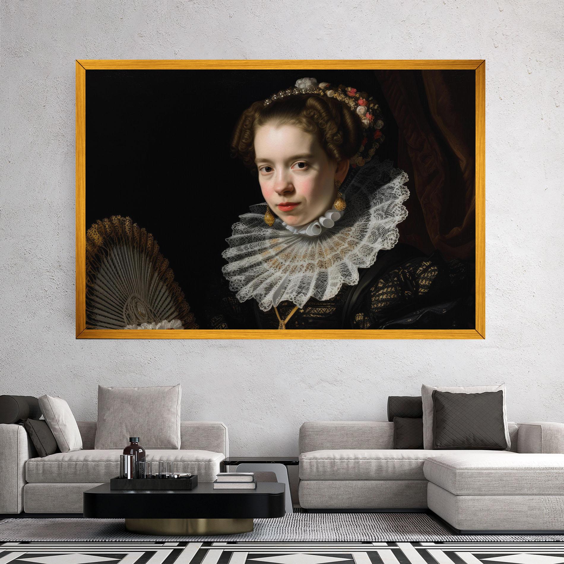 Leinwandbild Baroque Lady Portrait mockup 2