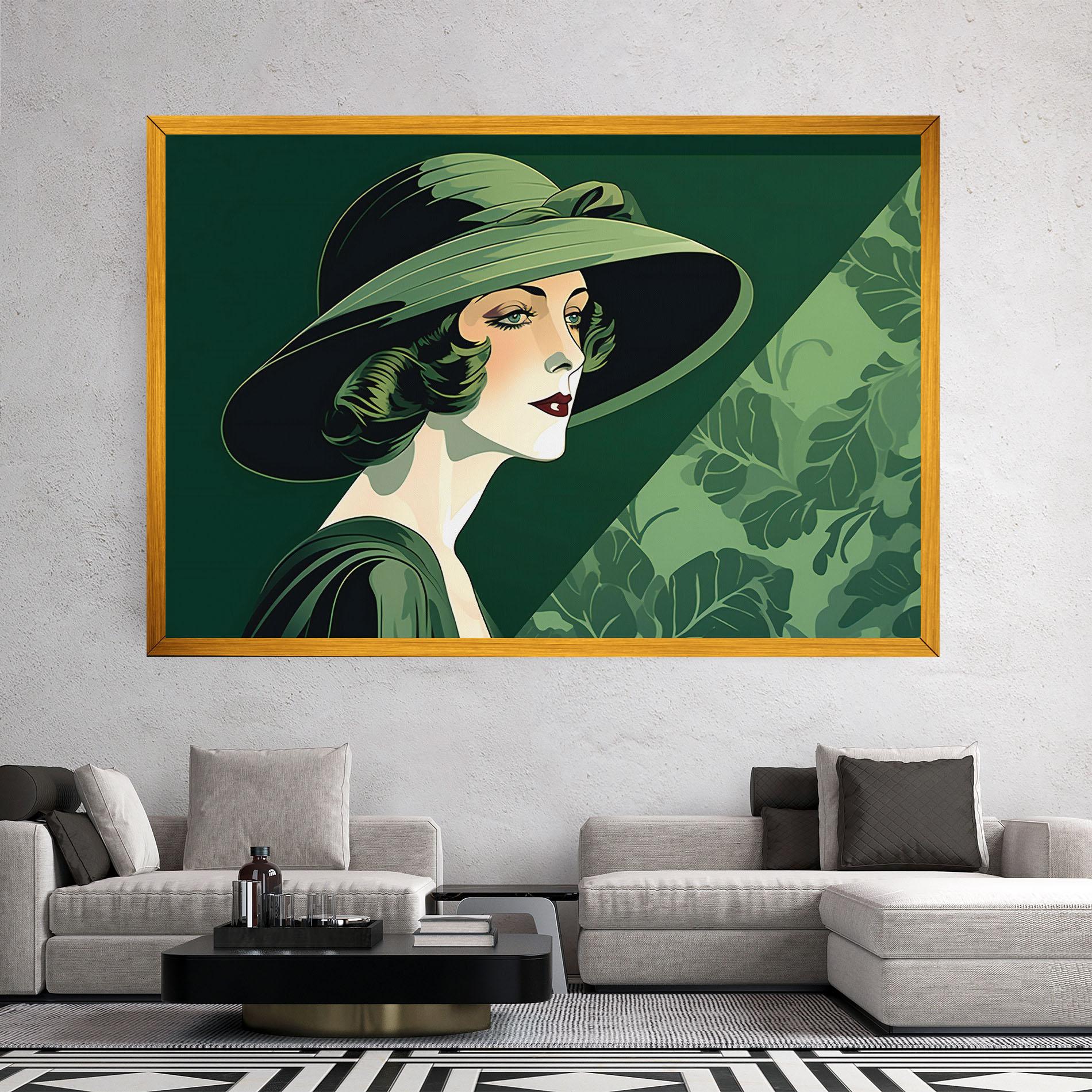 Leinwandbild Green Woman Painting mockup 2