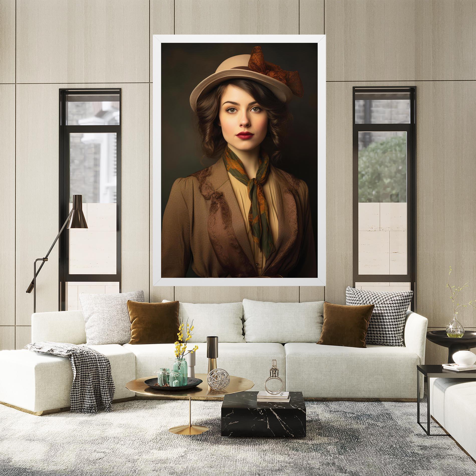 Leinwandbild Cream Vintage Hat mockup 2