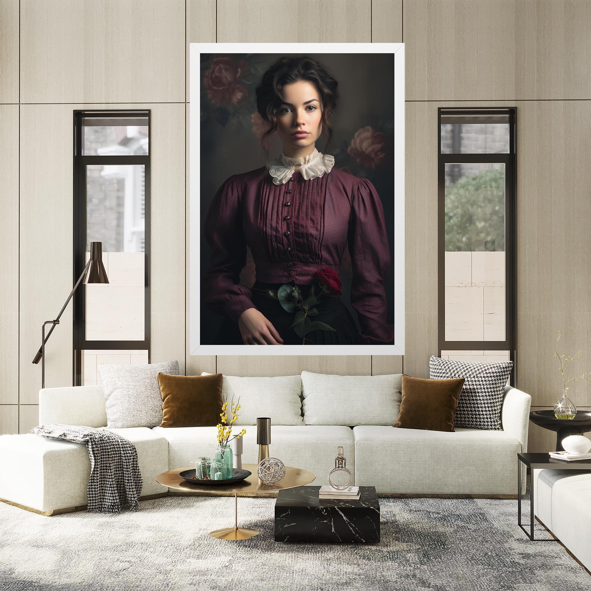 Leinwandbild Holding Vintage Rose mockup 2