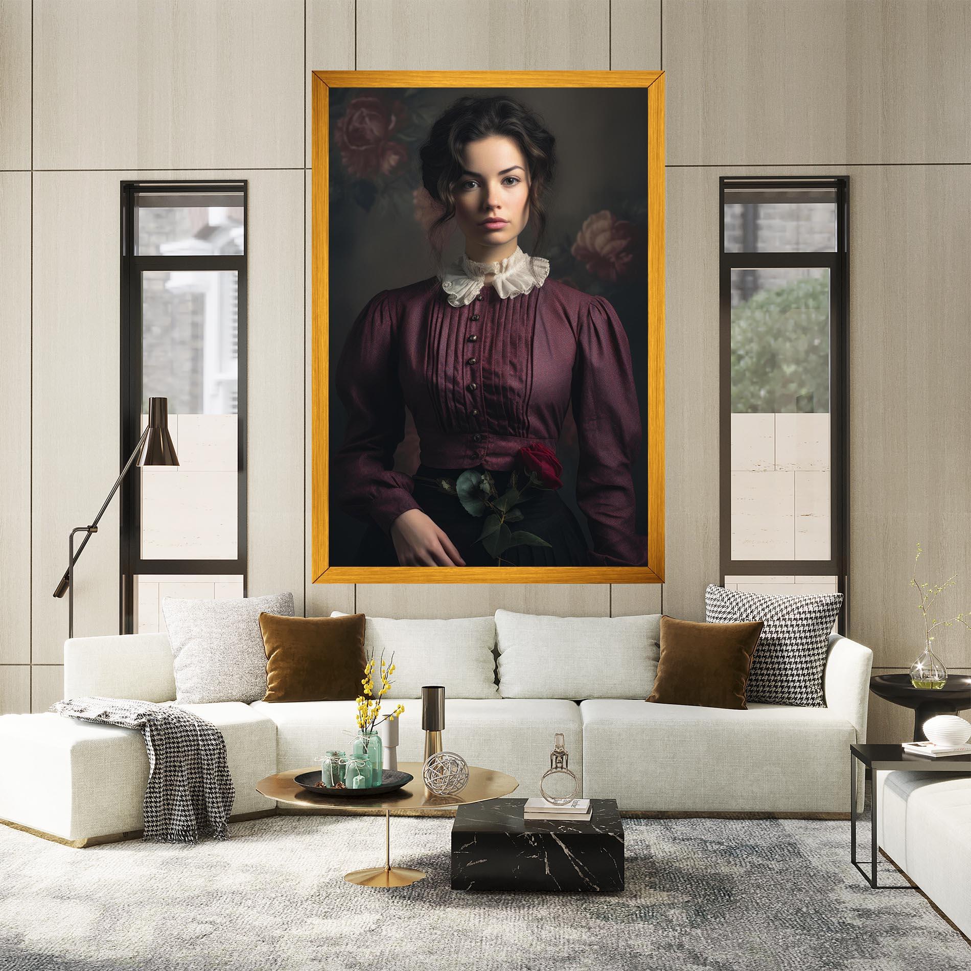 Leinwandbild Holding Vintage Rose mockup 2