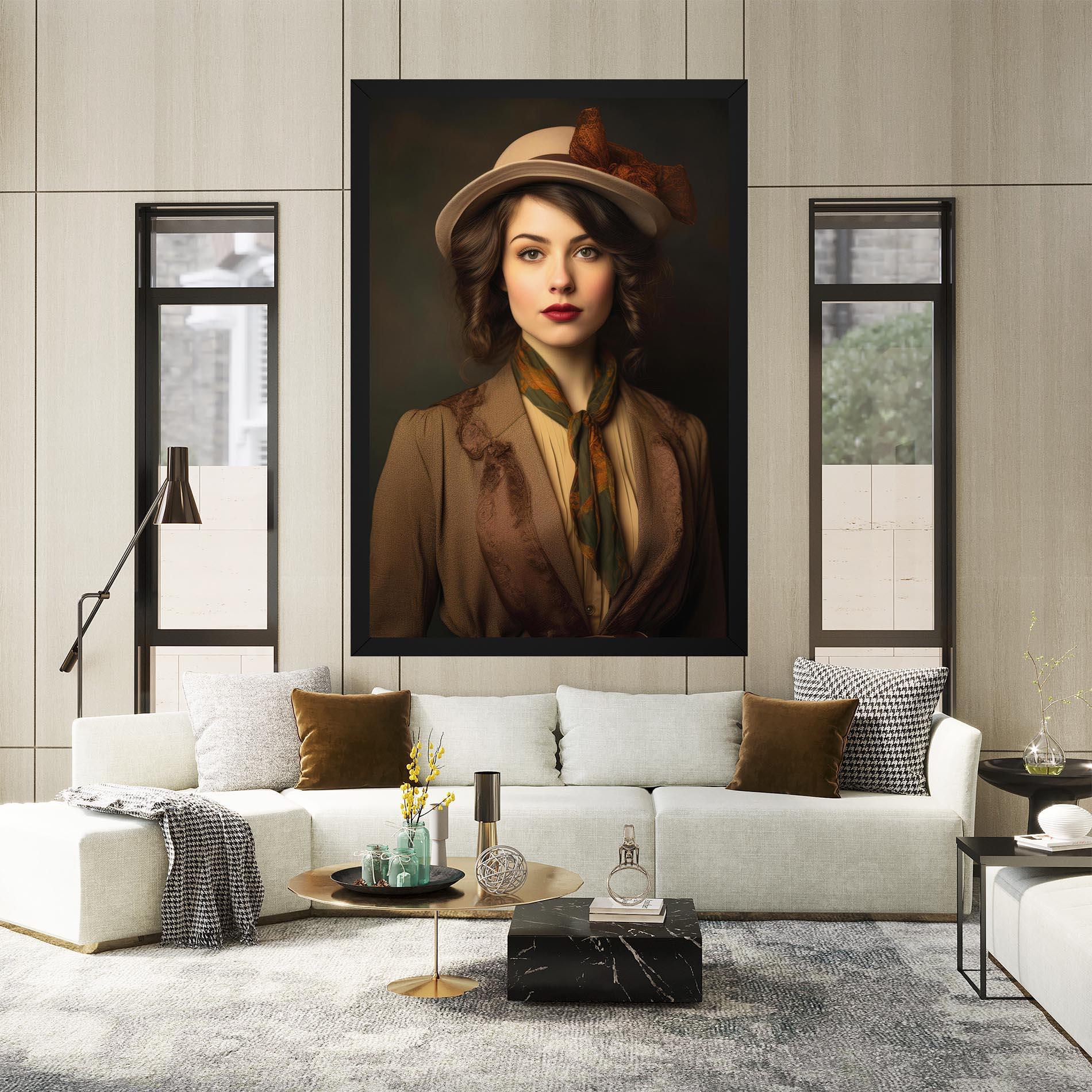 Leinwandbild Cream Vintage Hat mockup 2