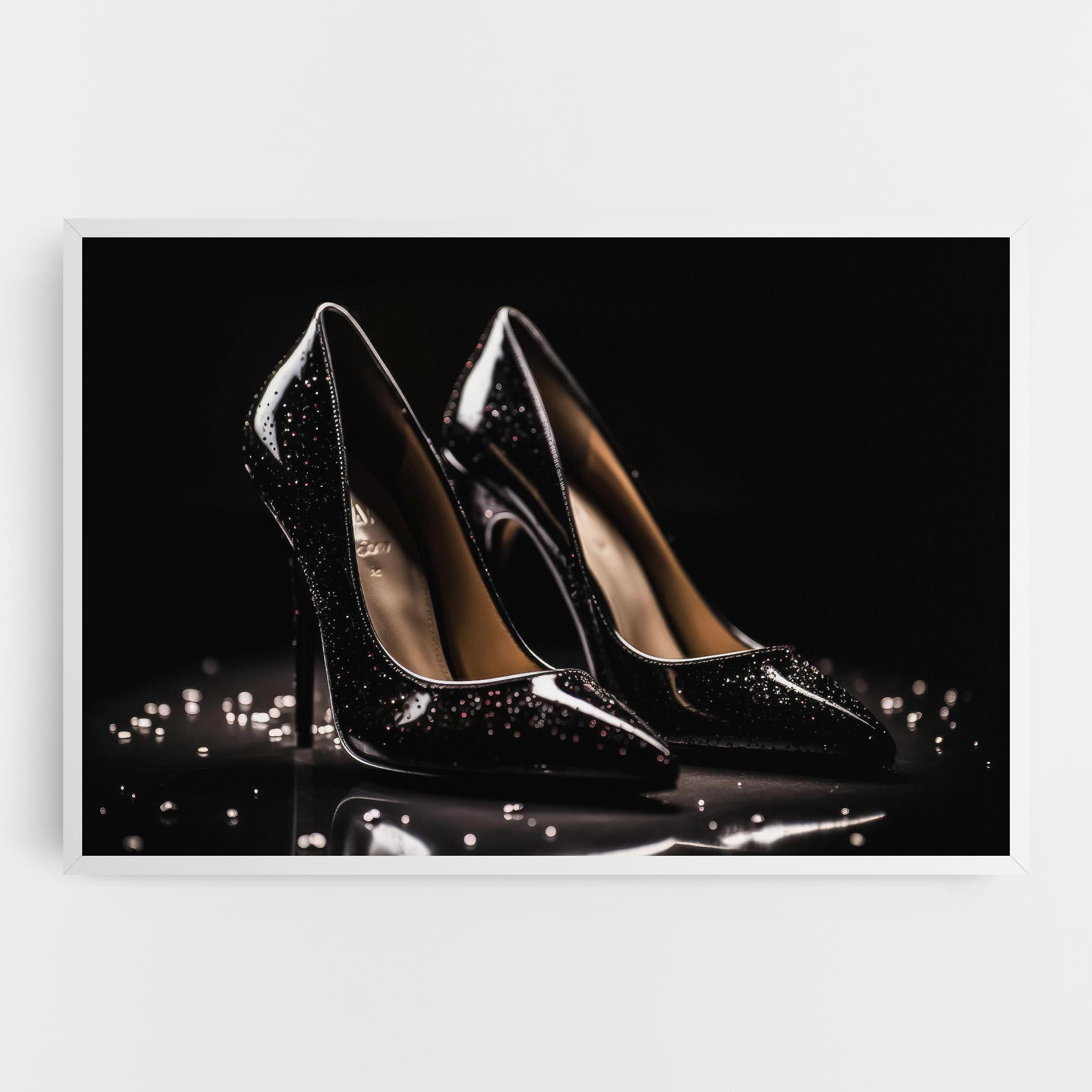 Leinwandbild Black Leather Shoe mockup 0