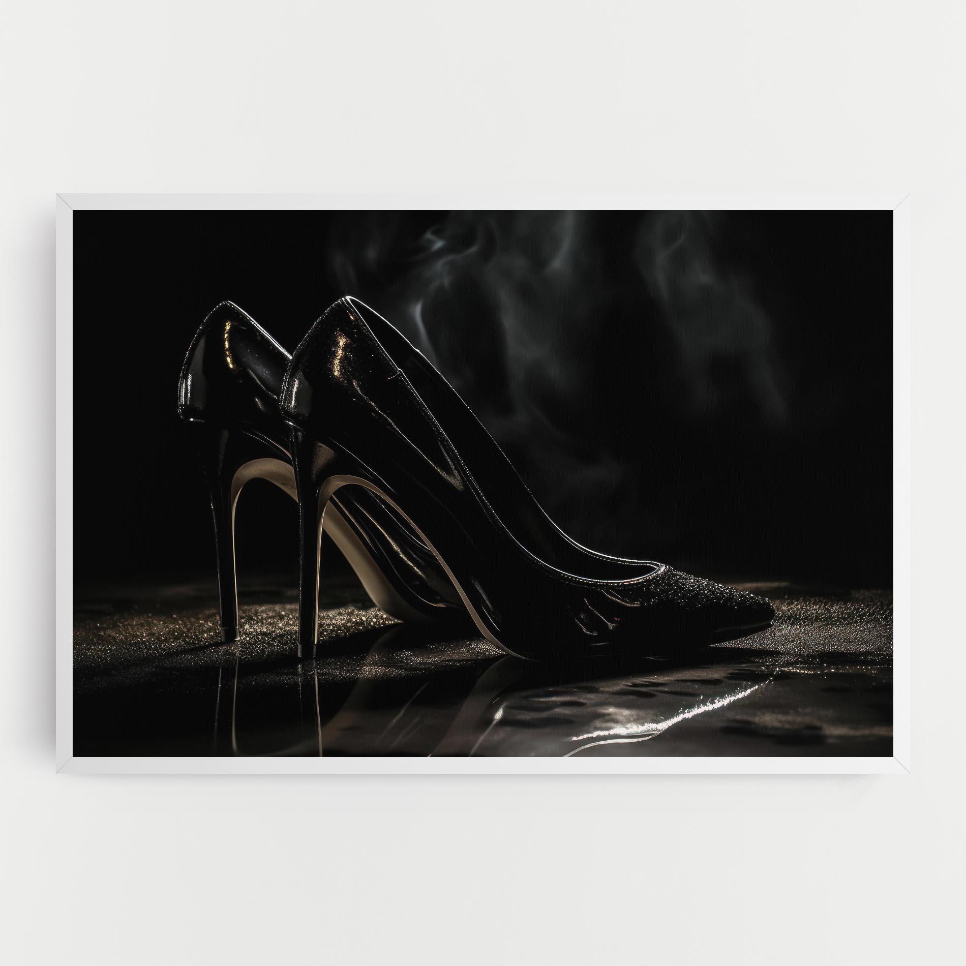 Leinwandbild Black Leather Shoes mockup 0