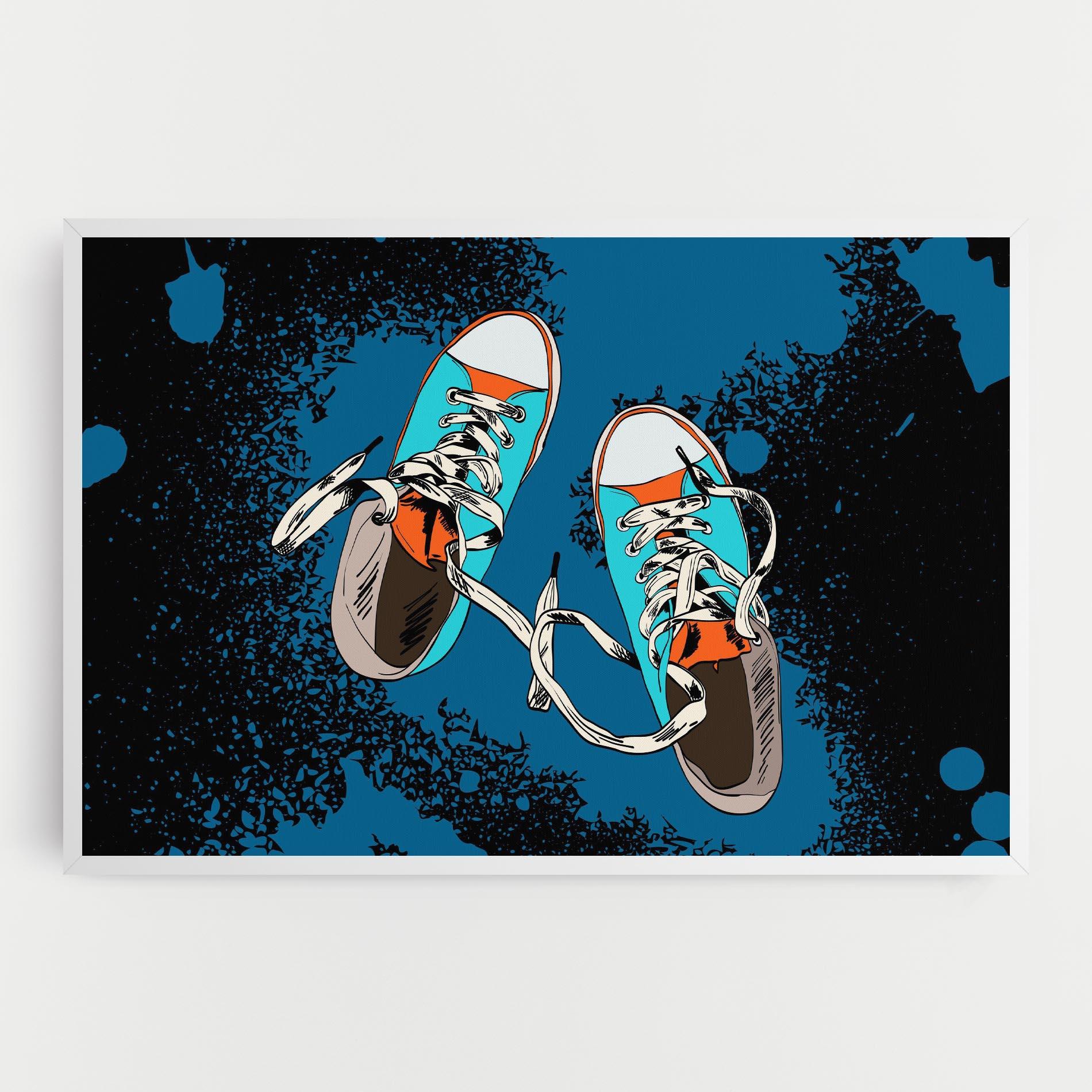 Leinwandbild Blue Shoes Splash mockup 0