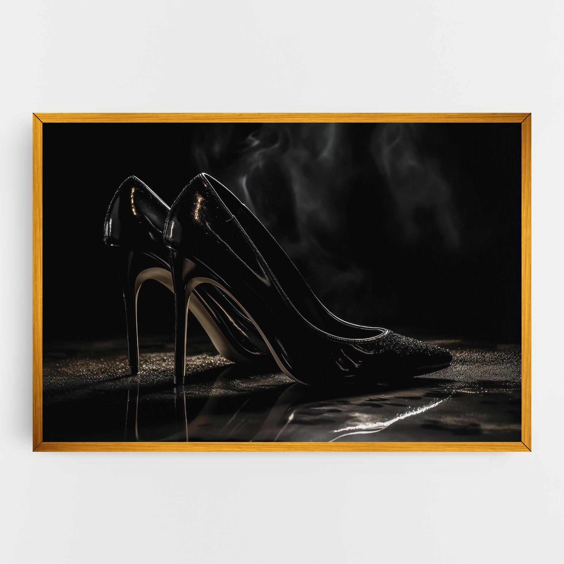 Leinwandbild Black Leather Shoes mockup 0