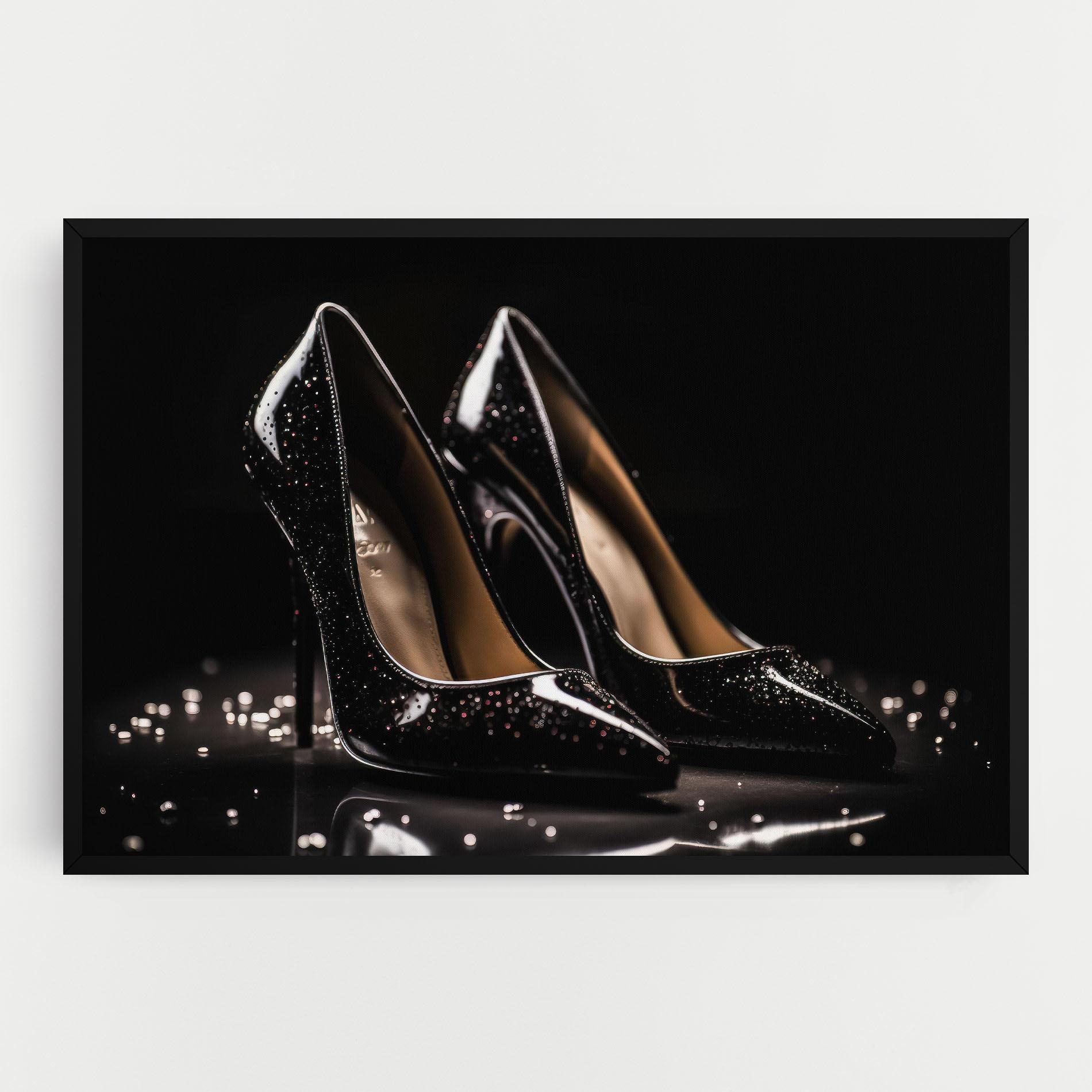 Leinwandbild Black Leather Shoe mockup 0