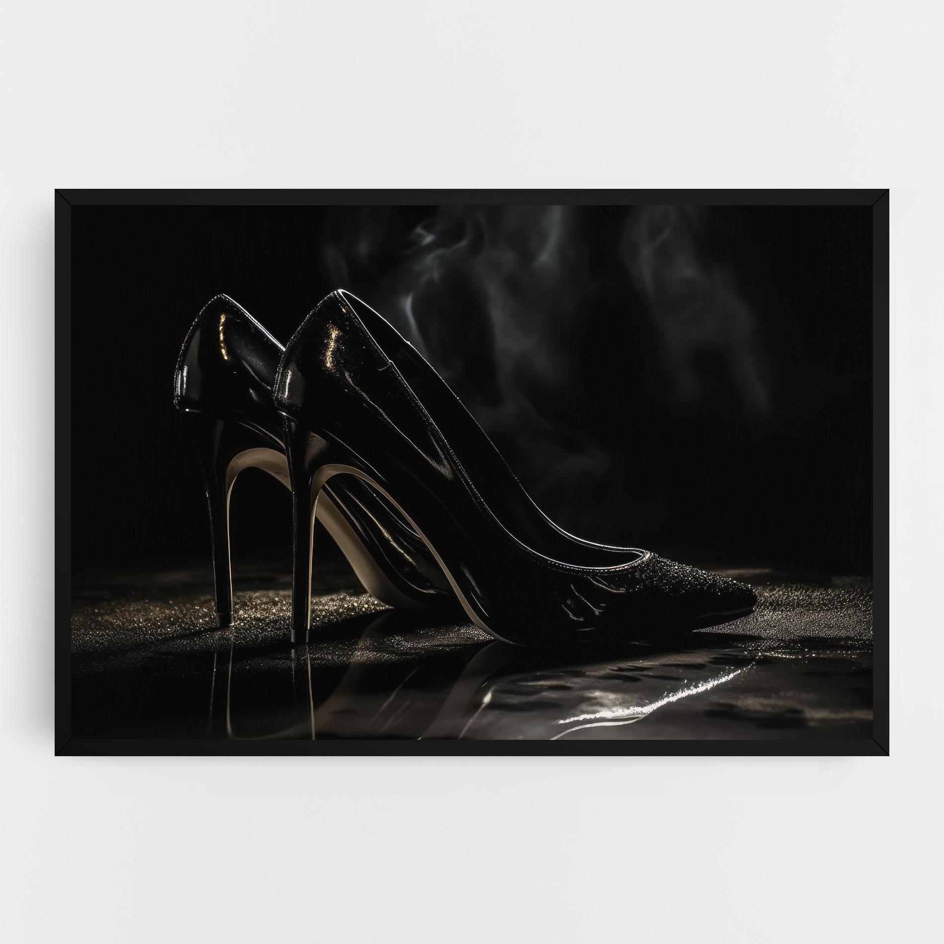 Leinwandbild Black Leather Shoes mockup 0